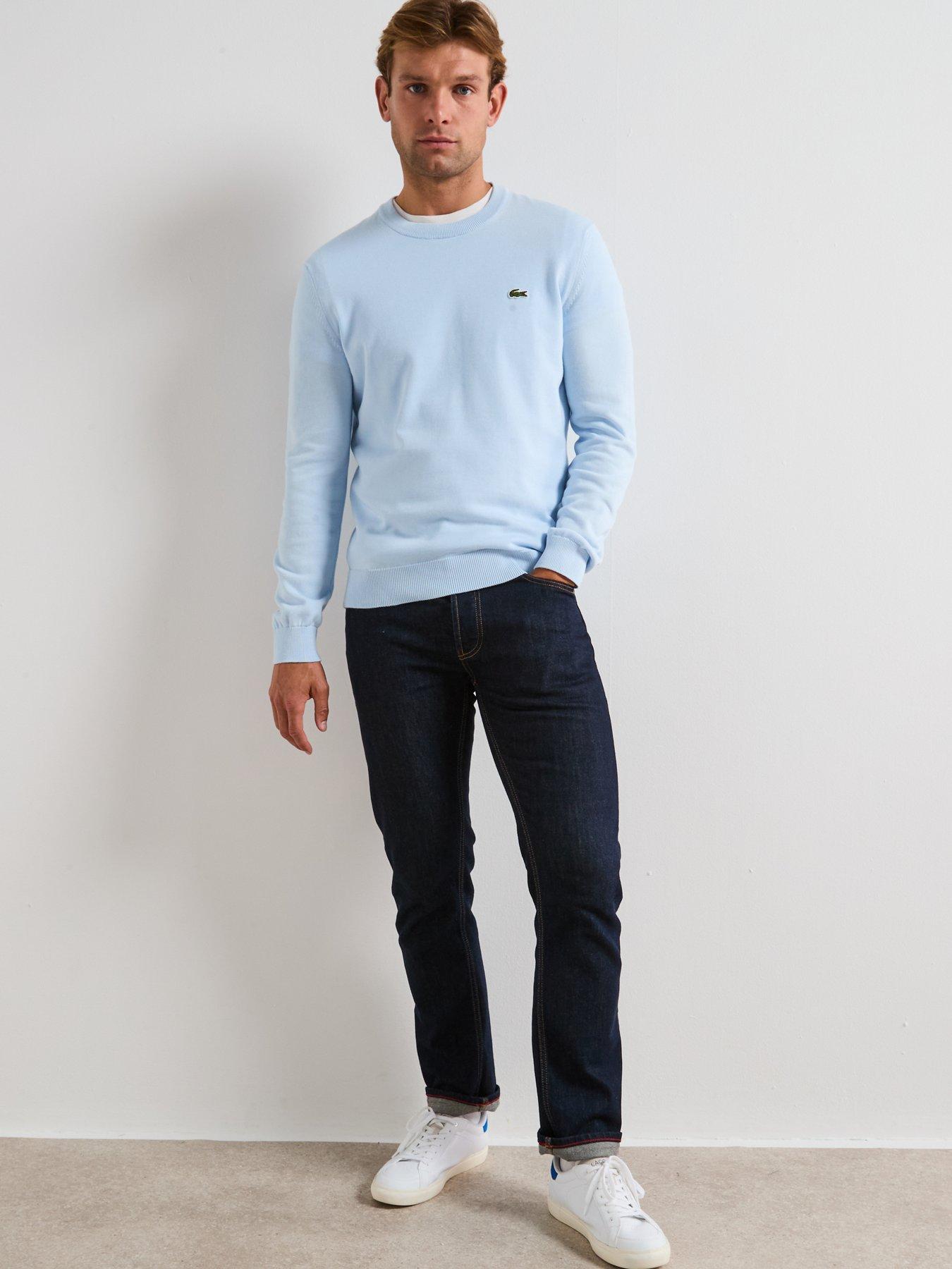 Image 3 of 6 of Lacoste Lacoste Cotton Jersey Crew Neck Knitted Jumper- Light Blue