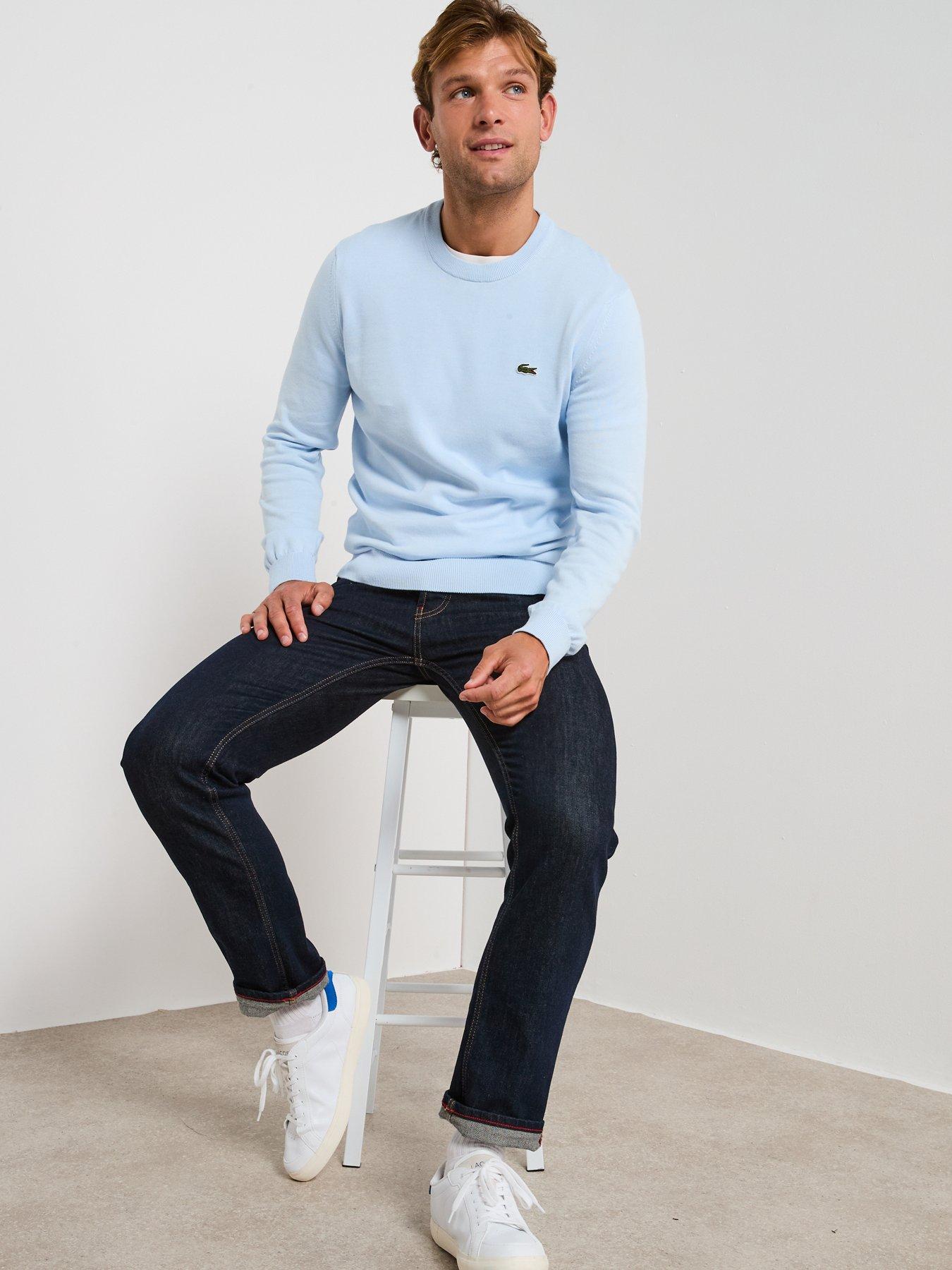 Image 5 of 6 of Lacoste Lacoste Cotton Jersey Crew Neck Knitted Jumper- Light Blue