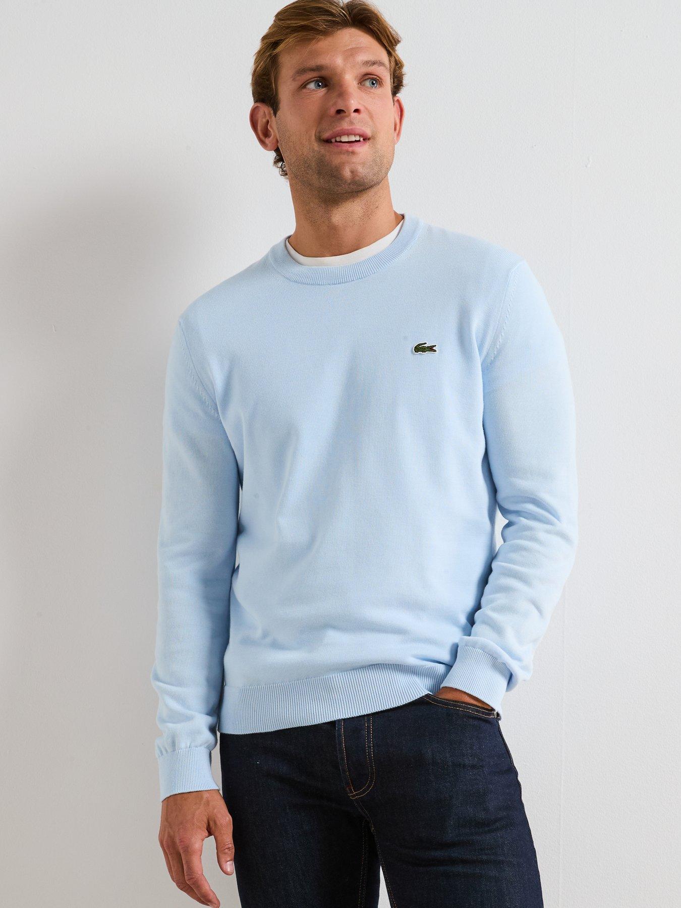 Image 6 of 6 of Lacoste Lacoste Cotton Jersey Crew Neck Knitted Jumper- Light Blue