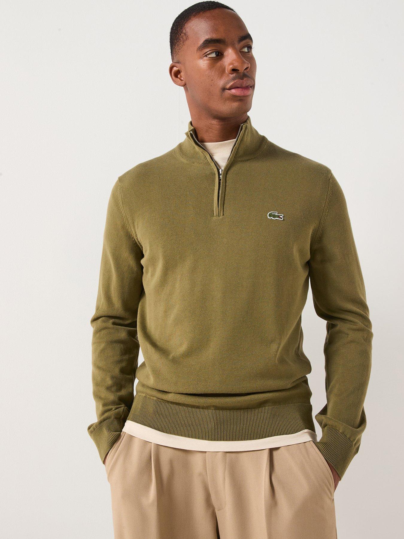 lacoste-lacoste-14-zip-regular-fit-high-neck-knitted-jumpernbsp--khaki
