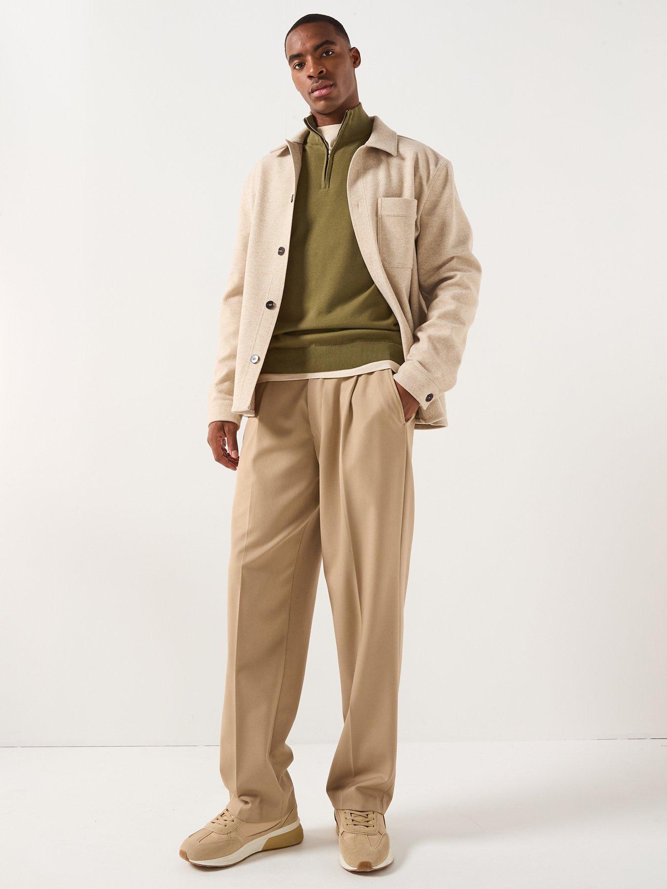 lacoste-lacoste-14-zip-regular-fit-high-neck-knitted-jumpernbsp--khakiback