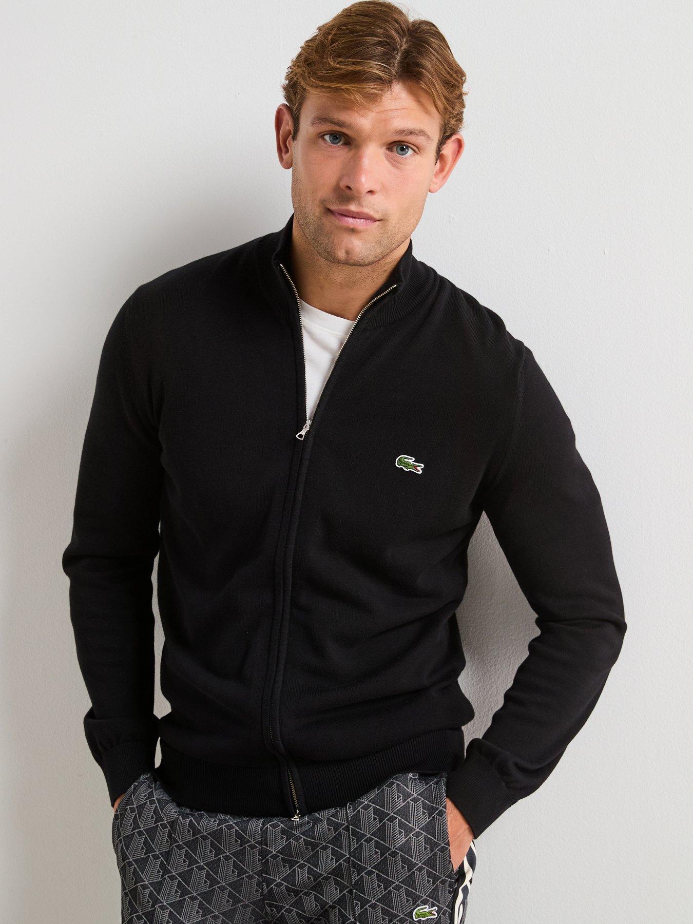 Lacoste Lacoste Full Zip Regular Fit High Neck Knitted Jumper- Black