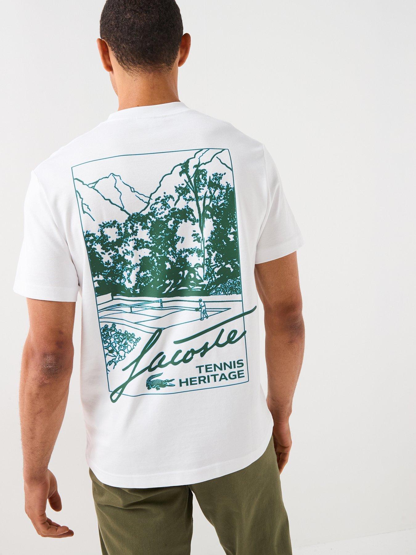 Image 2 of 6 of Lacoste Regular Fit Heavy Jersey Backprint T-shirt&nbsp;- White