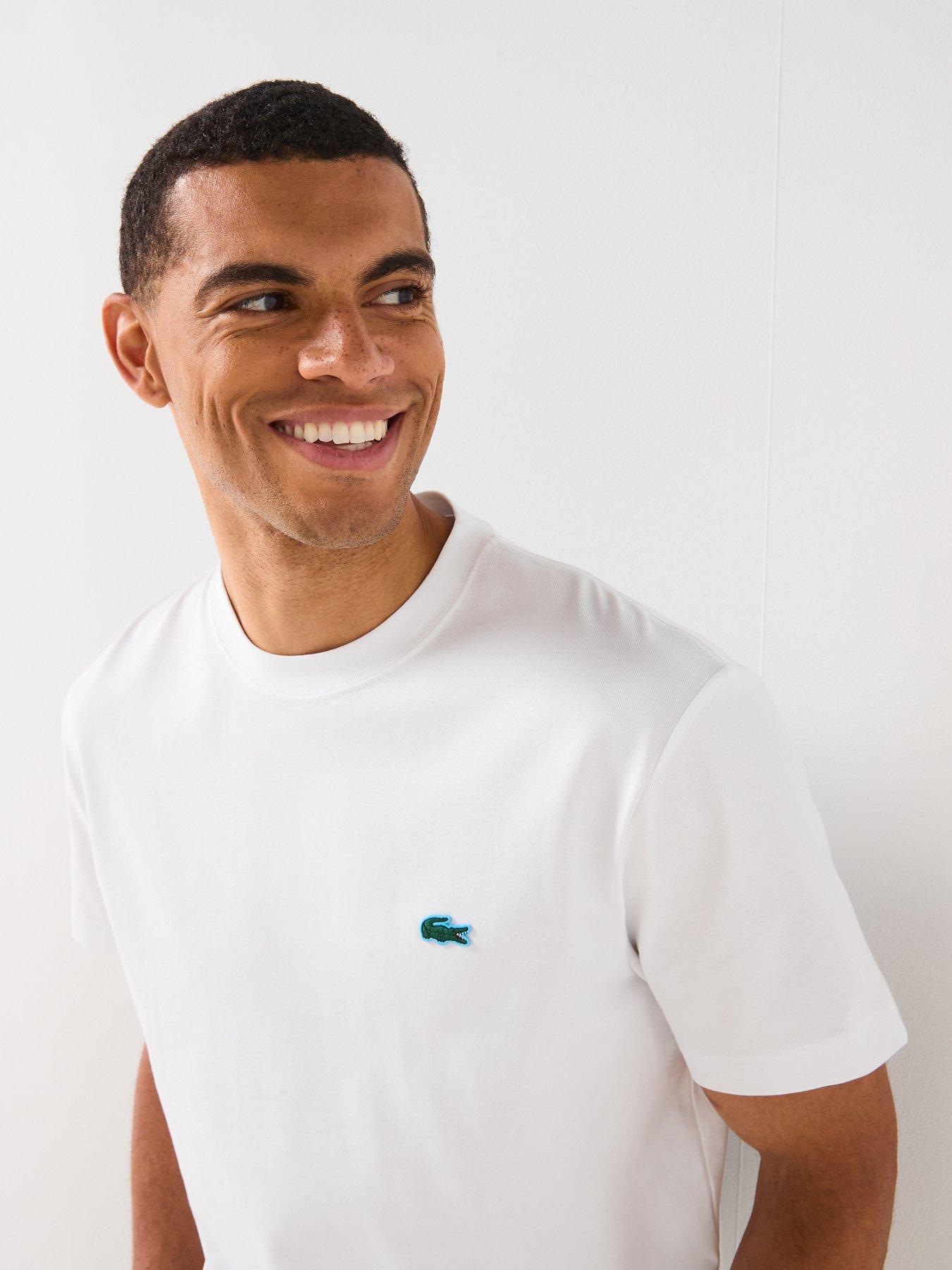 Image 4 of 6 of Lacoste Regular Fit Heavy Jersey Backprint T-shirt&nbsp;- White
