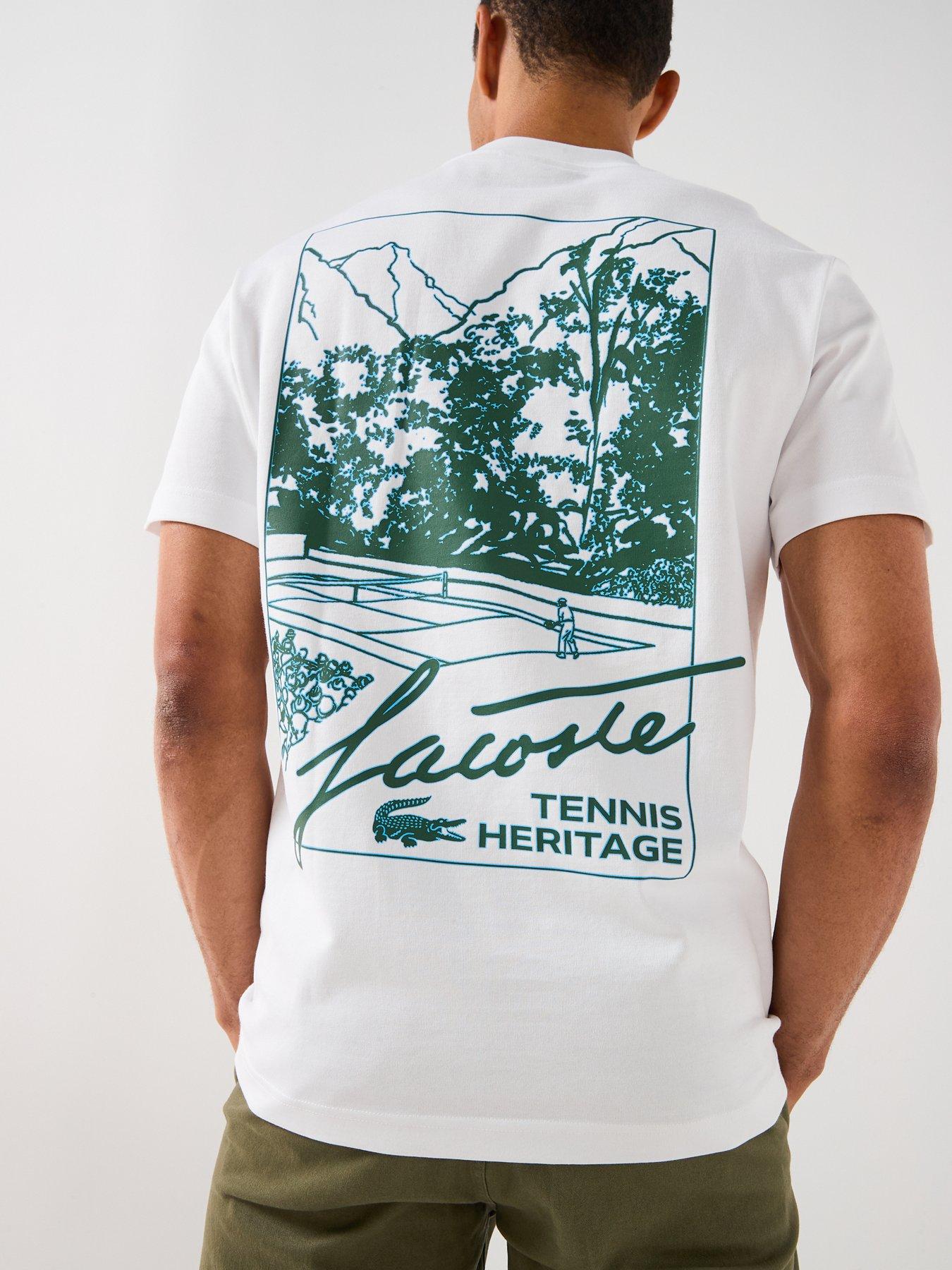 Image 5 of 6 of Lacoste Regular Fit Heavy Jersey Backprint T-shirt&nbsp;- White