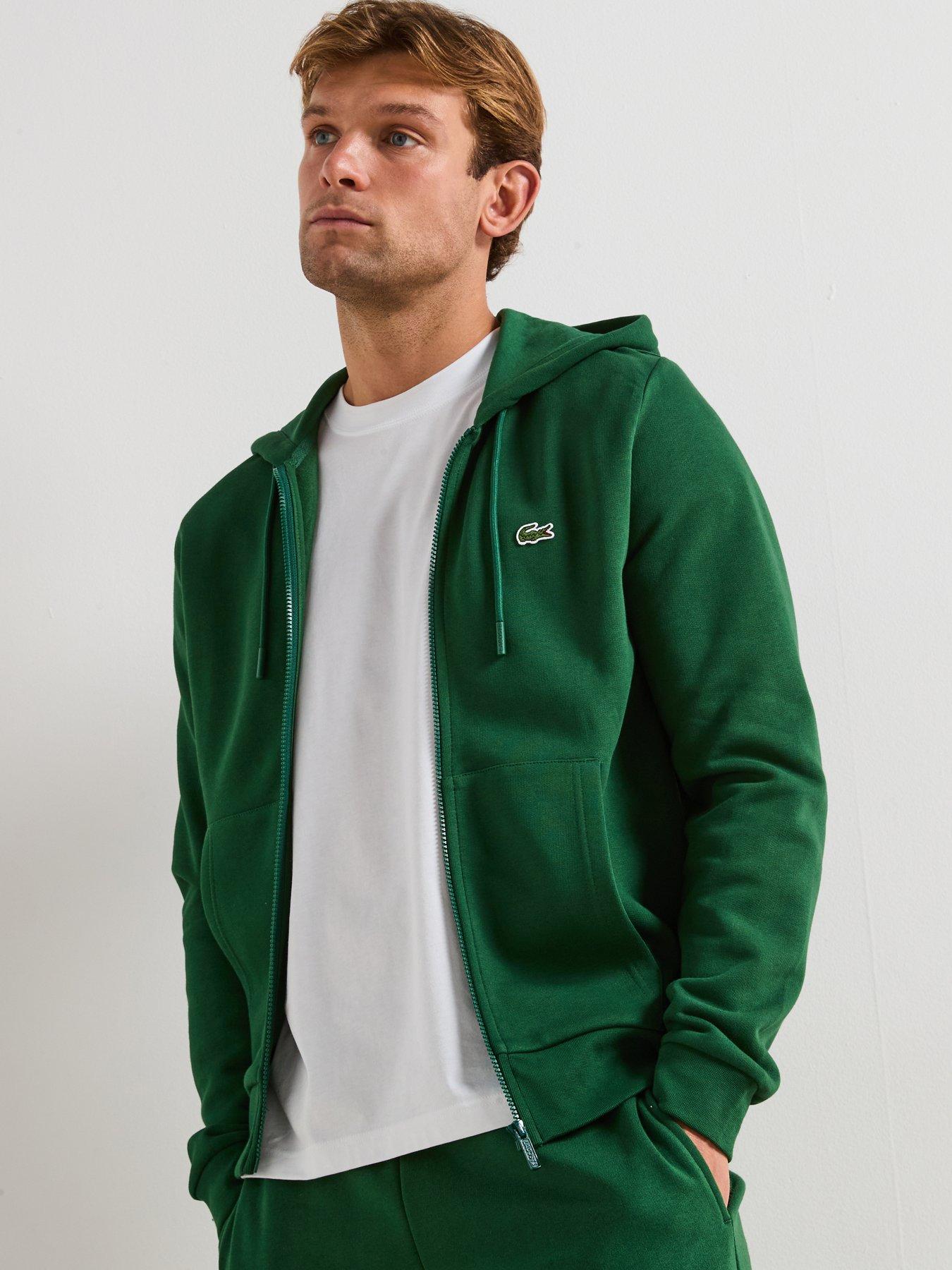 Lacoste Brushed Fleece Zip Front Hoodie - Green