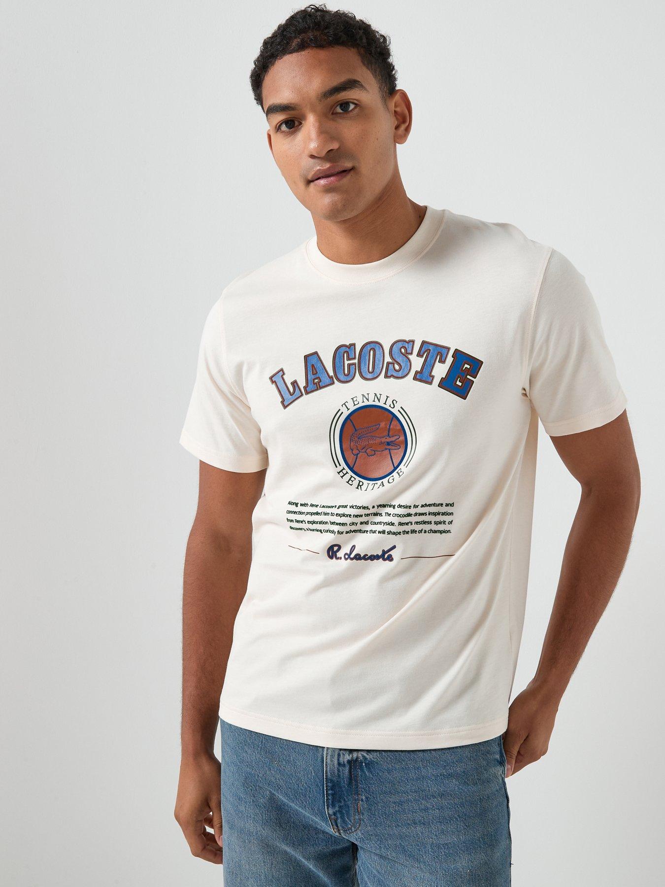 Lacoste Lacoste Regular Fit Printed Jersey T-shirt - Cream