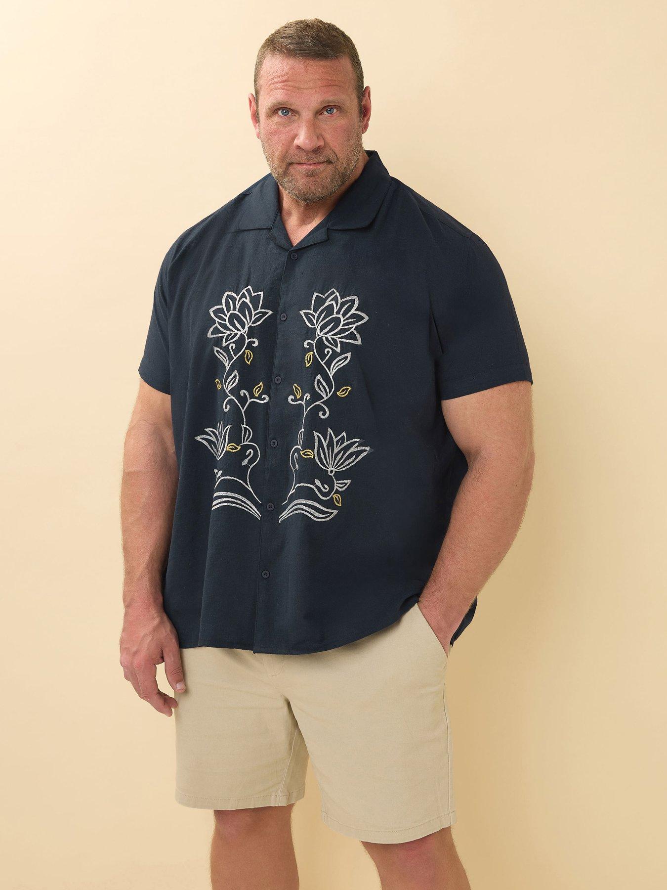 undefined Embroidered Short Sleeve Shirt - Blue