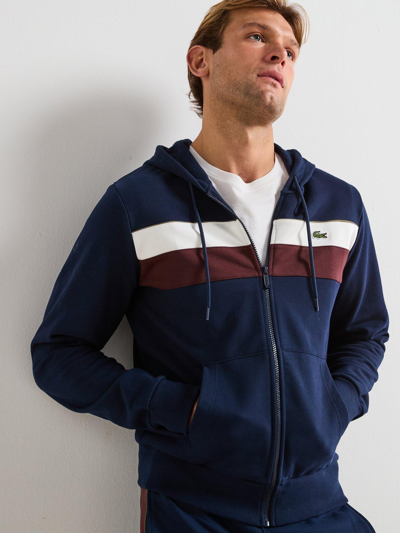 Image 1 of 6 of Lacoste Zipped Colour Block Hoodie - Navy