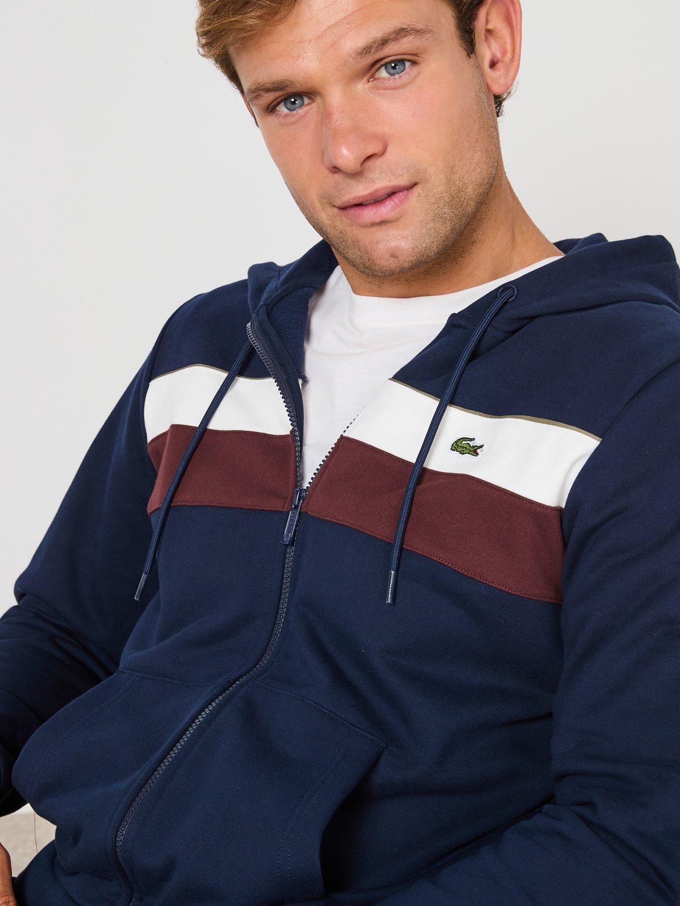 Image 4 of 6 of Lacoste Zipped Colour Block Hoodie - Navy