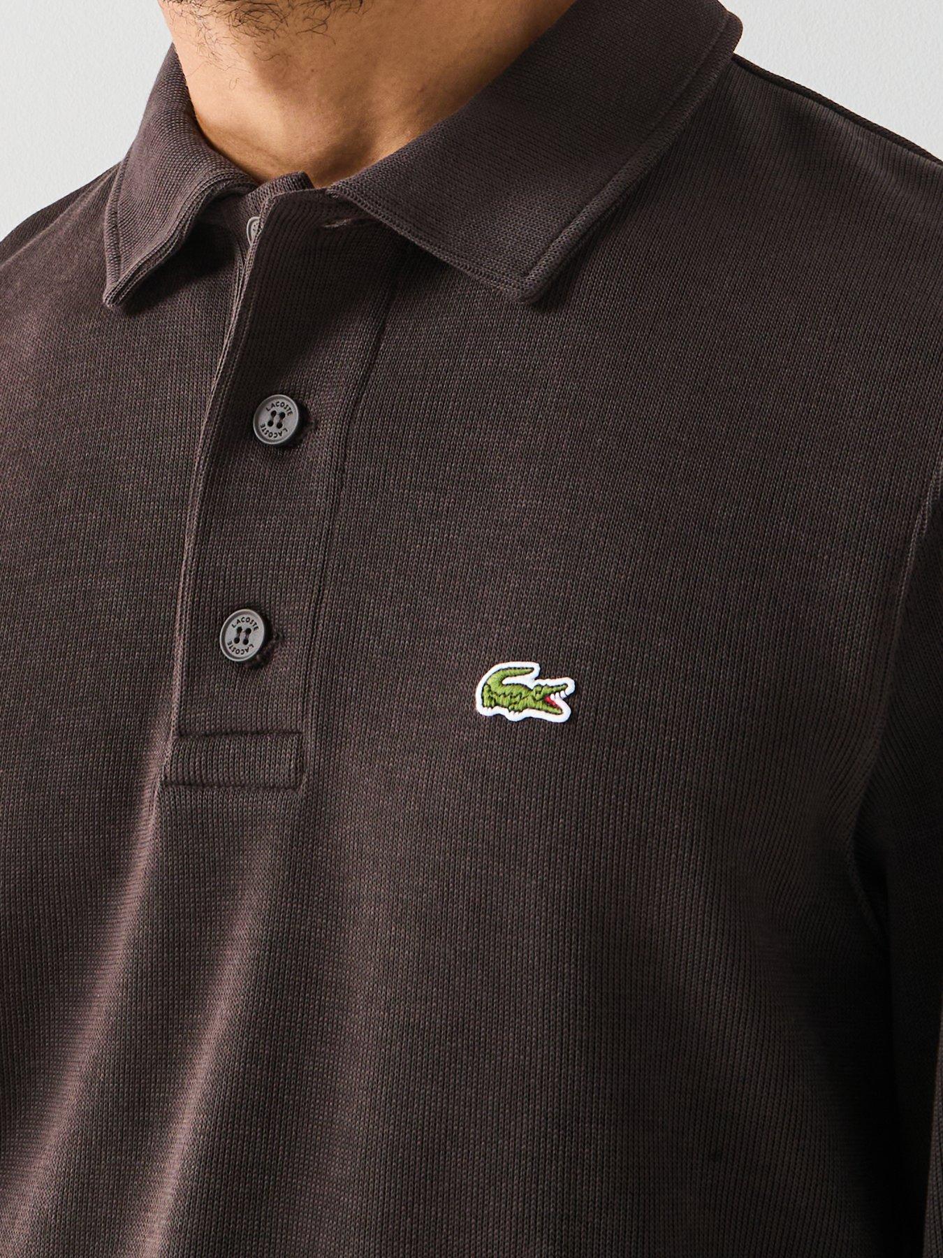 lacoste-classic-fit-ribbed-polo-collar-crew-sweatnbsp--browndetail
