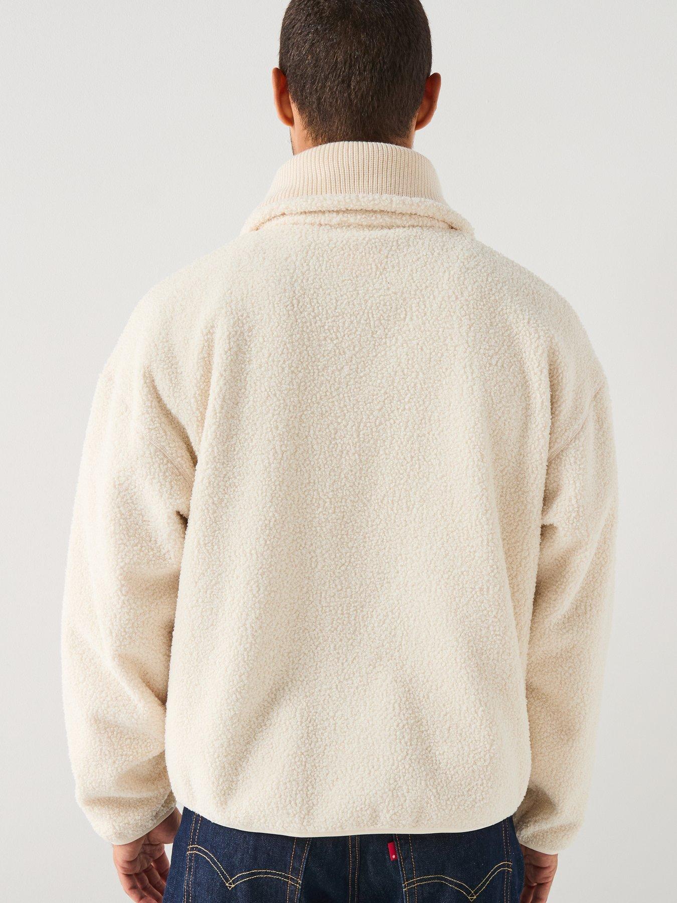 Image 2 of 5 of Lacoste 1/4 Zip High Neck Fleece Sweatshirt&nbsp;- Cream