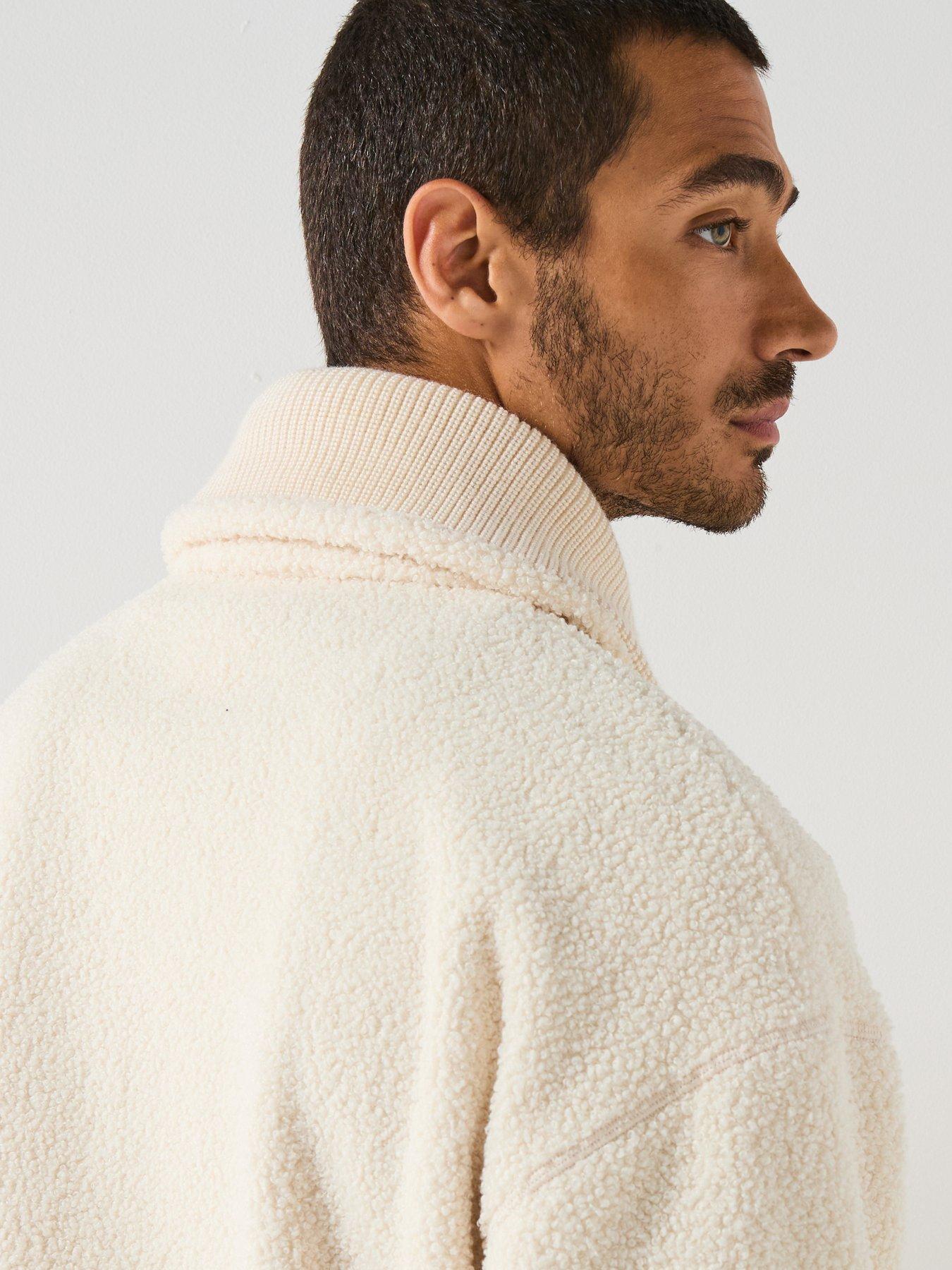 Image 5 of 5 of Lacoste 1/4 Zip High Neck Fleece Sweatshirt&nbsp;- Cream