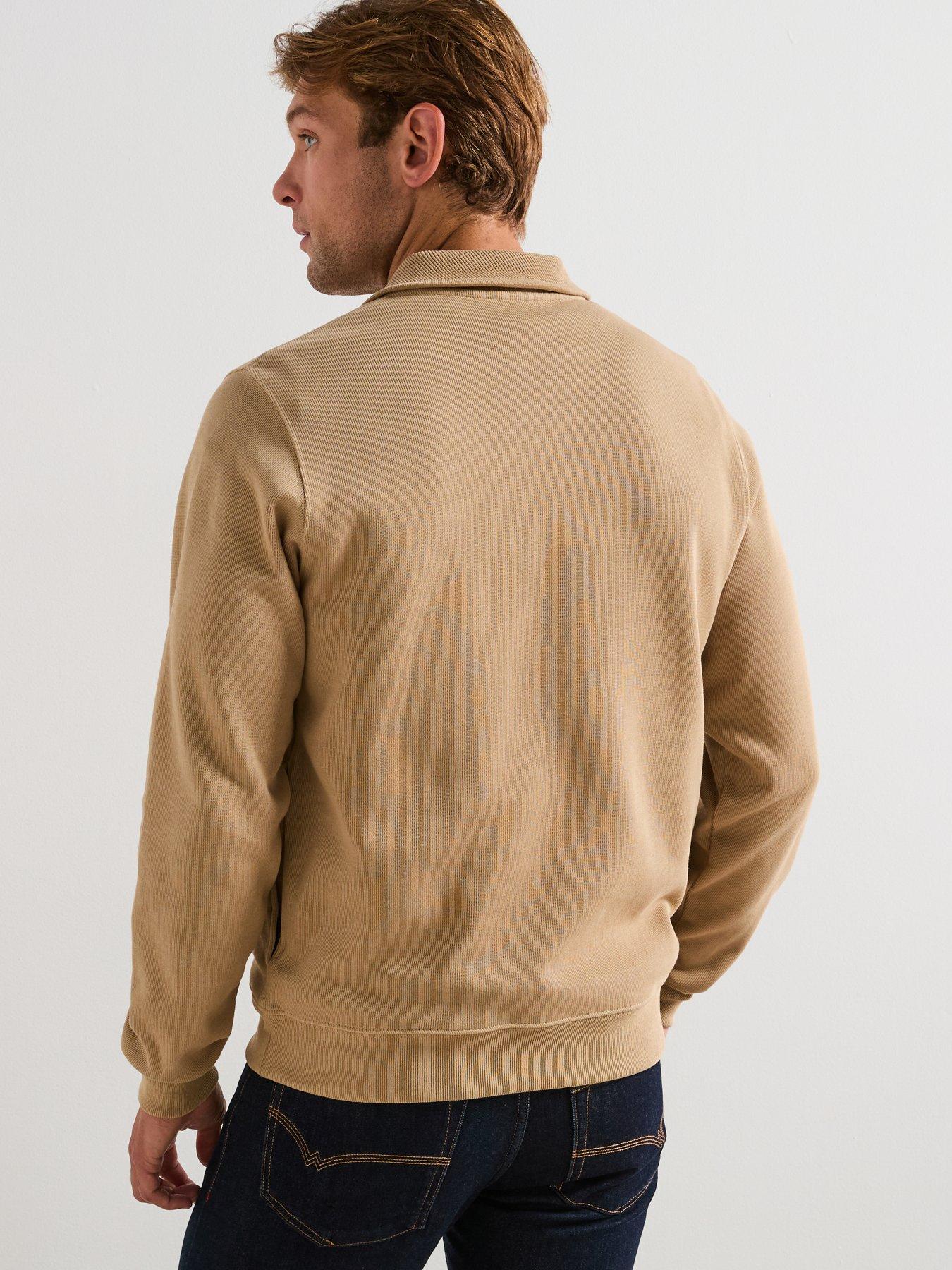 Image 2 of 6 of Lacoste 1/4 Zip Regular Fit High Neck Sweatshirt&nbsp;- Beige