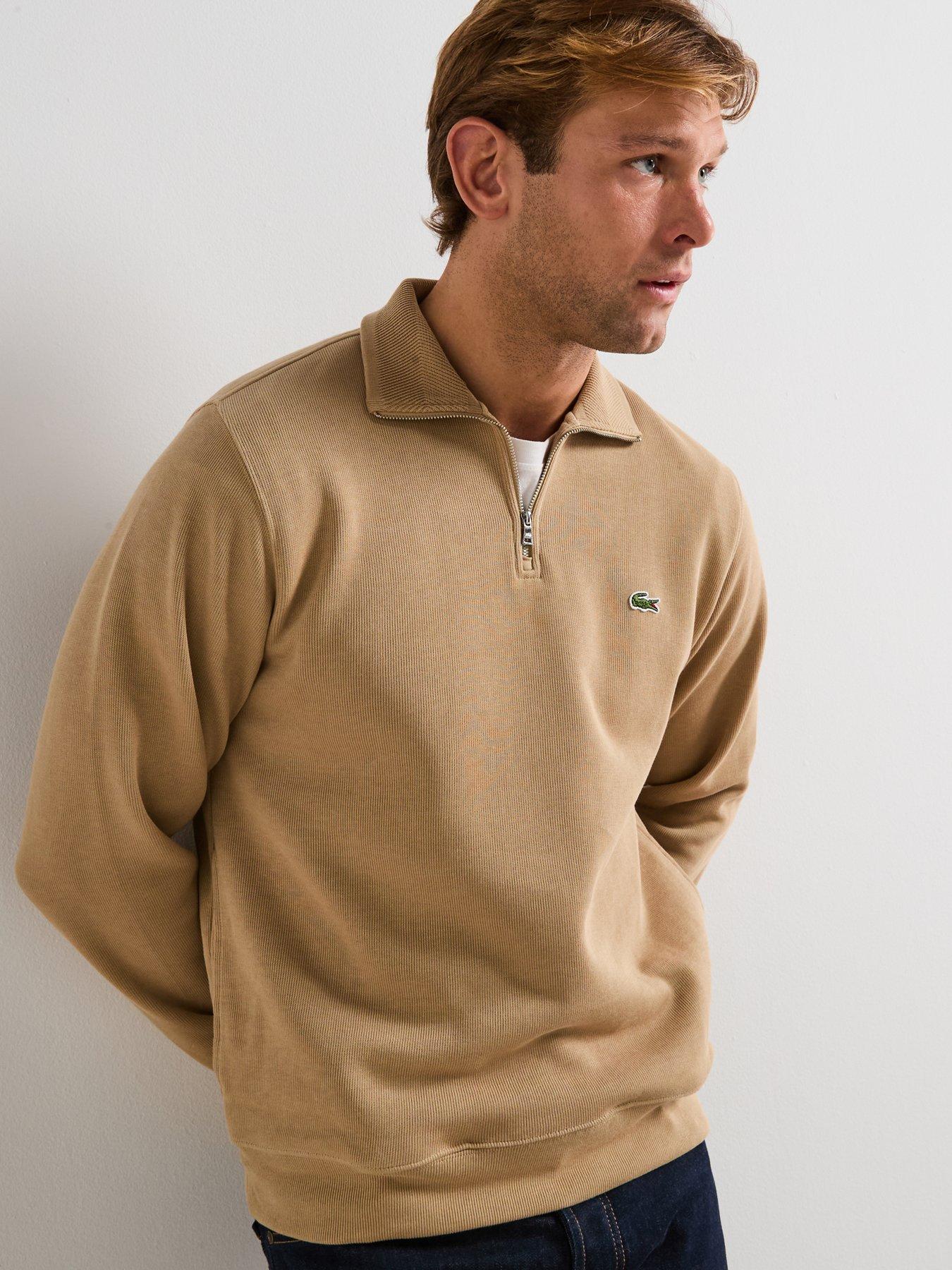 Image 5 of 6 of Lacoste 1/4 Zip Regular Fit High Neck Sweatshirt&nbsp;- Beige