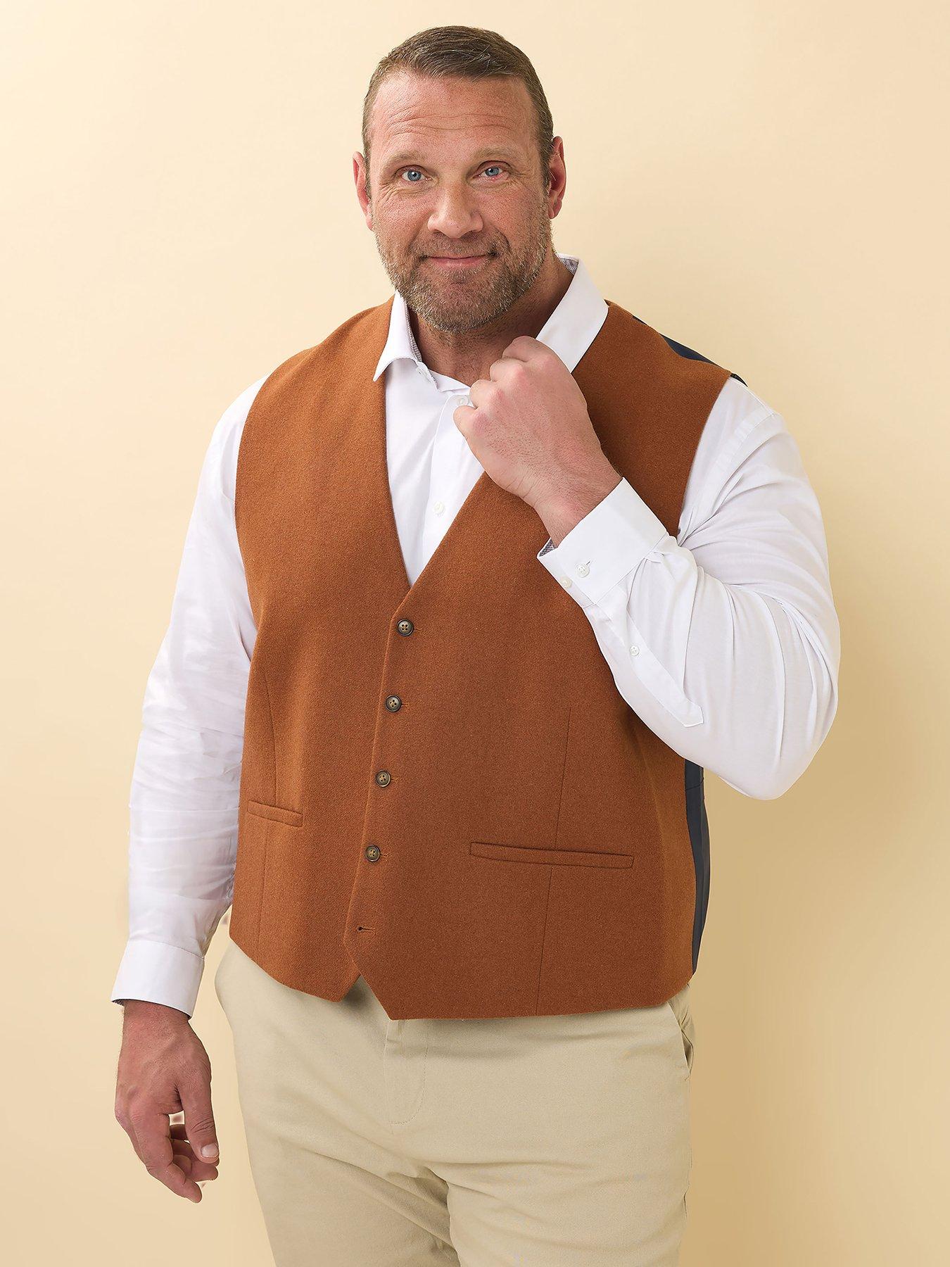 Image 1 of 4 of BadRhino Tailoring Big &amp; Tall Rust Orange Tweed Waistcoat