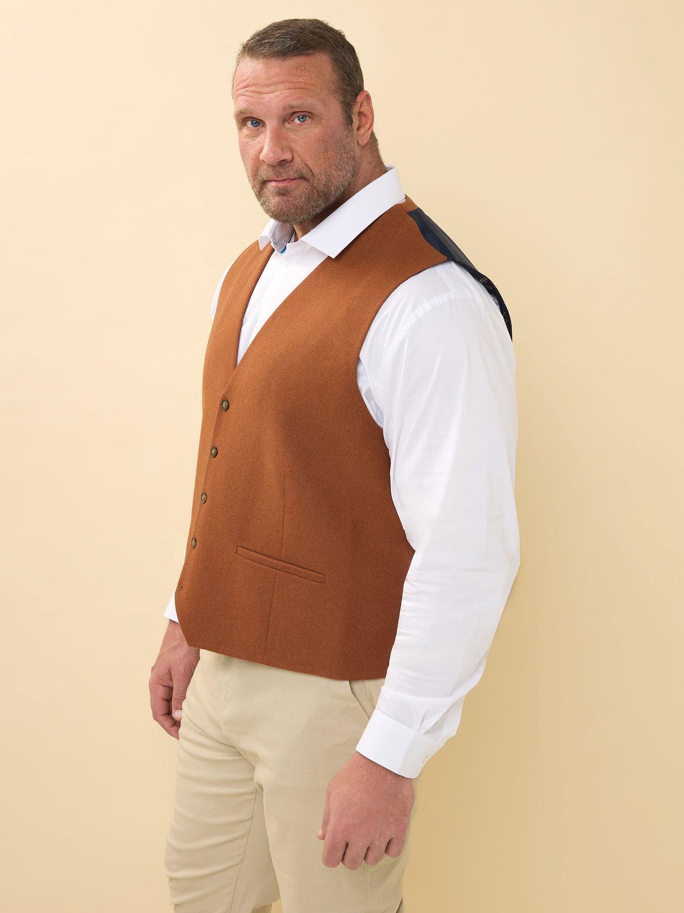 Image 3 of 4 of BadRhino Tailoring Big &amp; Tall Rust Orange Tweed Waistcoat
