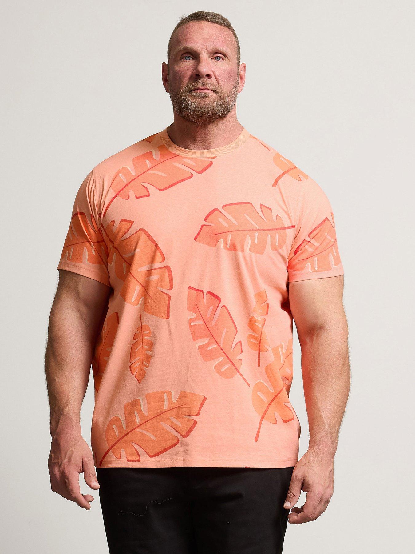 Image 1 of 6 of BadRhino Leaf Print T-Shirt - Salmon