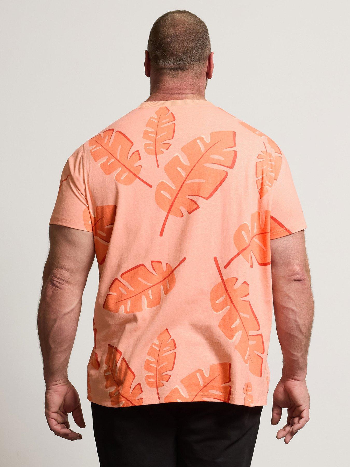 Image 2 of 6 of BadRhino Leaf Print T-Shirt - Salmon