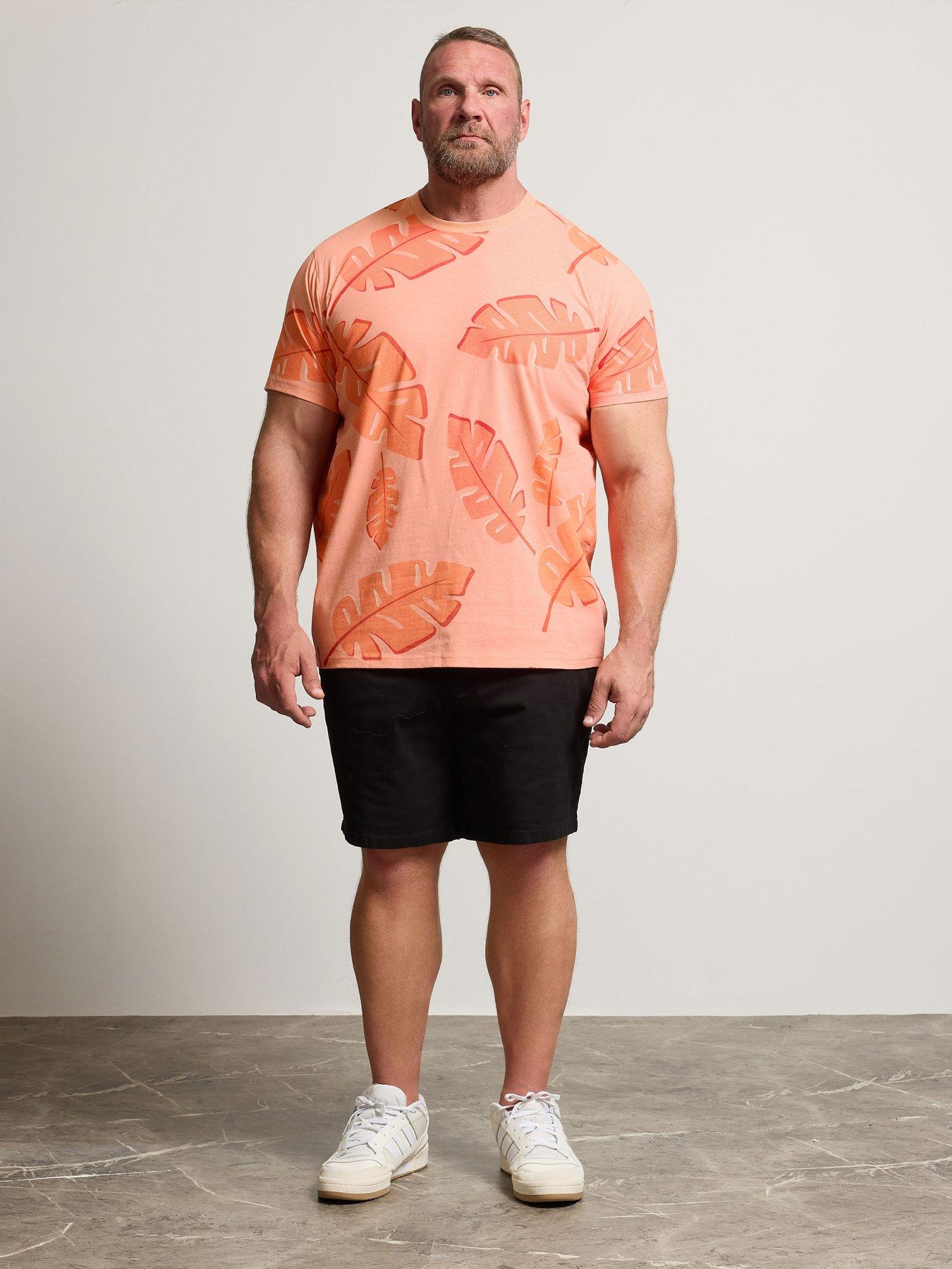Image 3 of 6 of BadRhino Leaf Print T-Shirt - Salmon