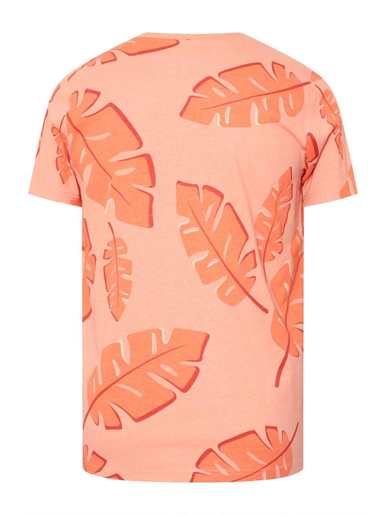 Image 6 of 6 of BadRhino Leaf Print T-Shirt - Salmon