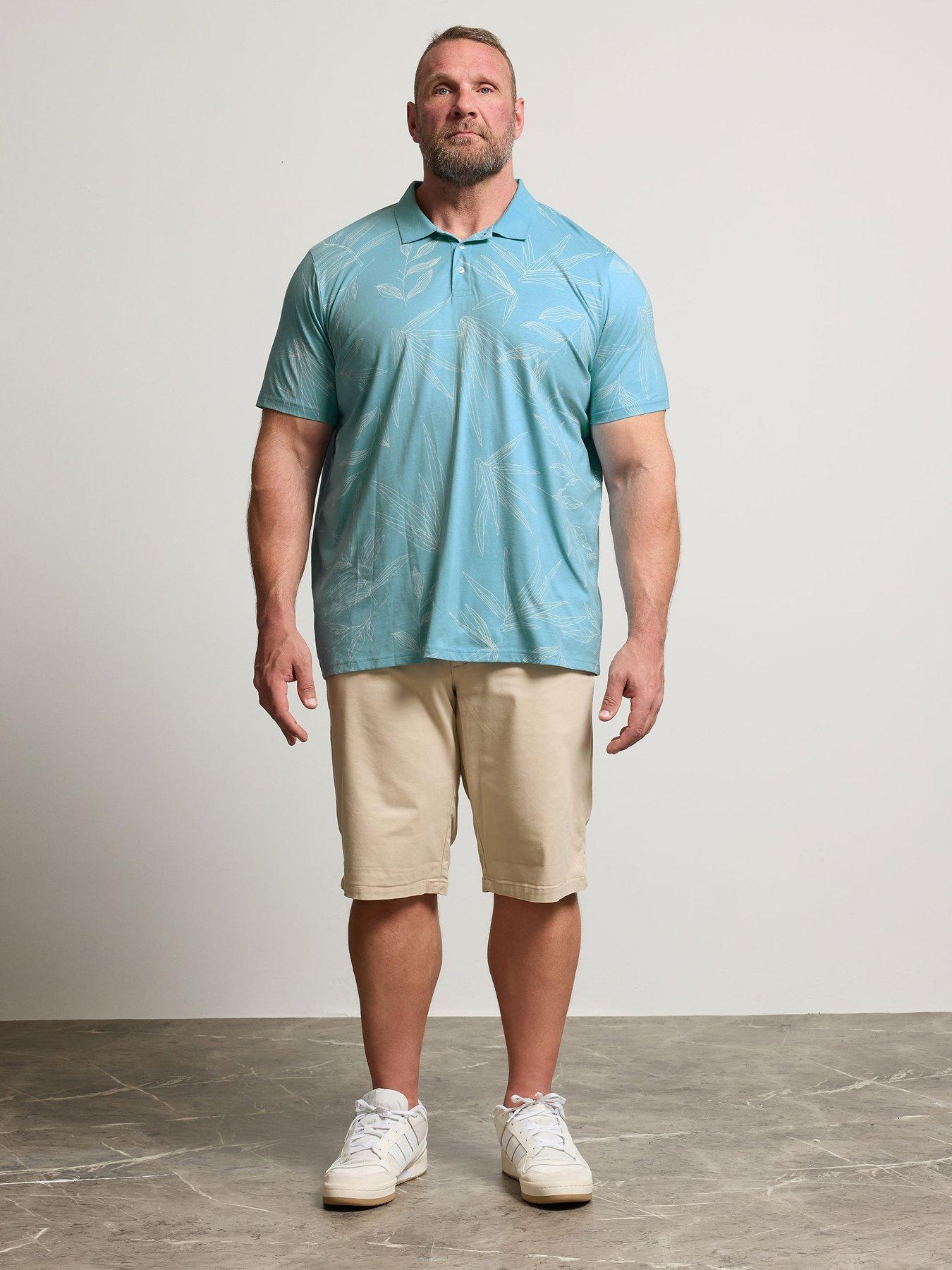 Image 2 of 5 of BadRhino Leaf Print Polo Shirt - Blue