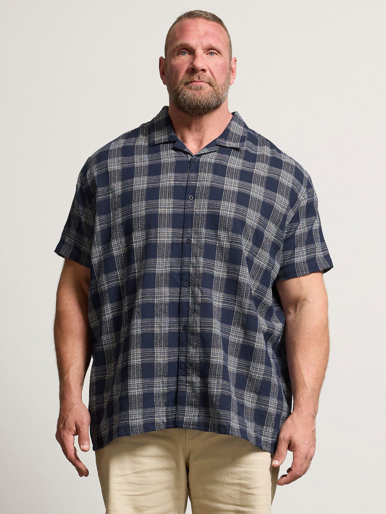 Image 1 of 6 of BadRhino Seersucker Check Short Sleeve Shirt - Blue