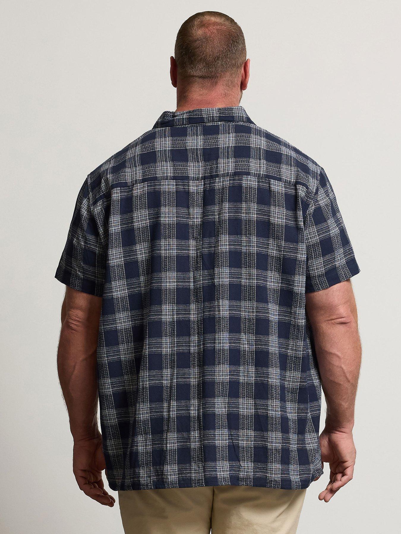 Image 2 of 6 of BadRhino Seersucker Check Short Sleeve Shirt - Blue
