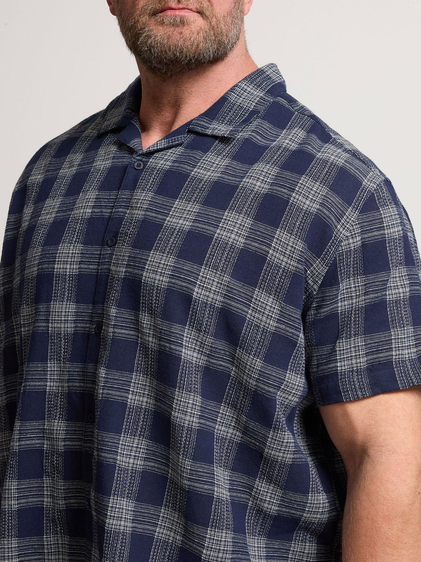 Image 4 of 6 of BadRhino Seersucker Check Short Sleeve Shirt - Blue
