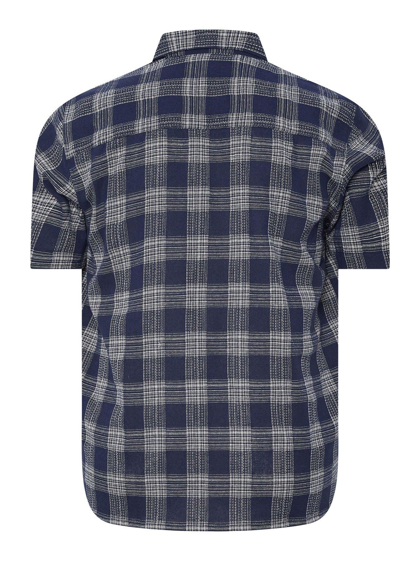 Image 6 of 6 of BadRhino Seersucker Check Short Sleeve Shirt - Blue