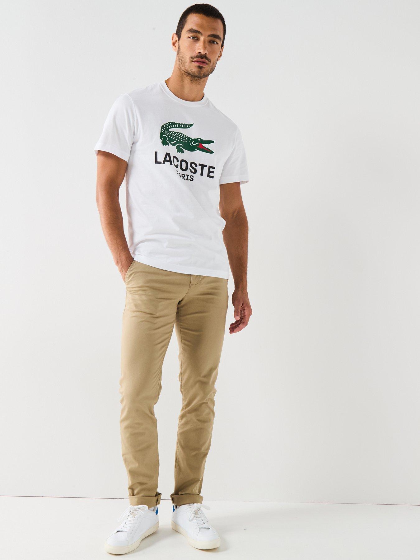 Image 3 of 4 of Lacoste Slim Fit Stretch Cotton Chino Trousers - Beige