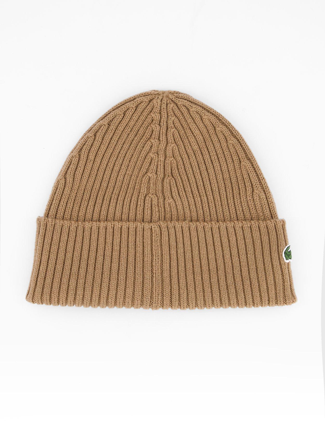 Image 2 of 4 of Lacoste Lacoste Ribbed Knitted Beanie- Brown