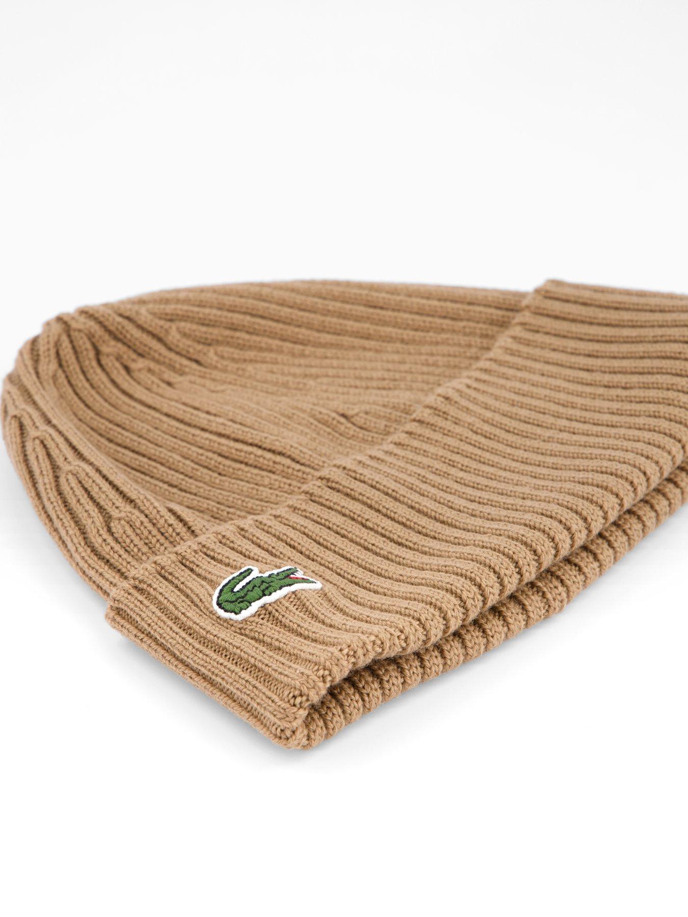 Image 4 of 4 of Lacoste Lacoste Ribbed Knitted Beanie- Brown