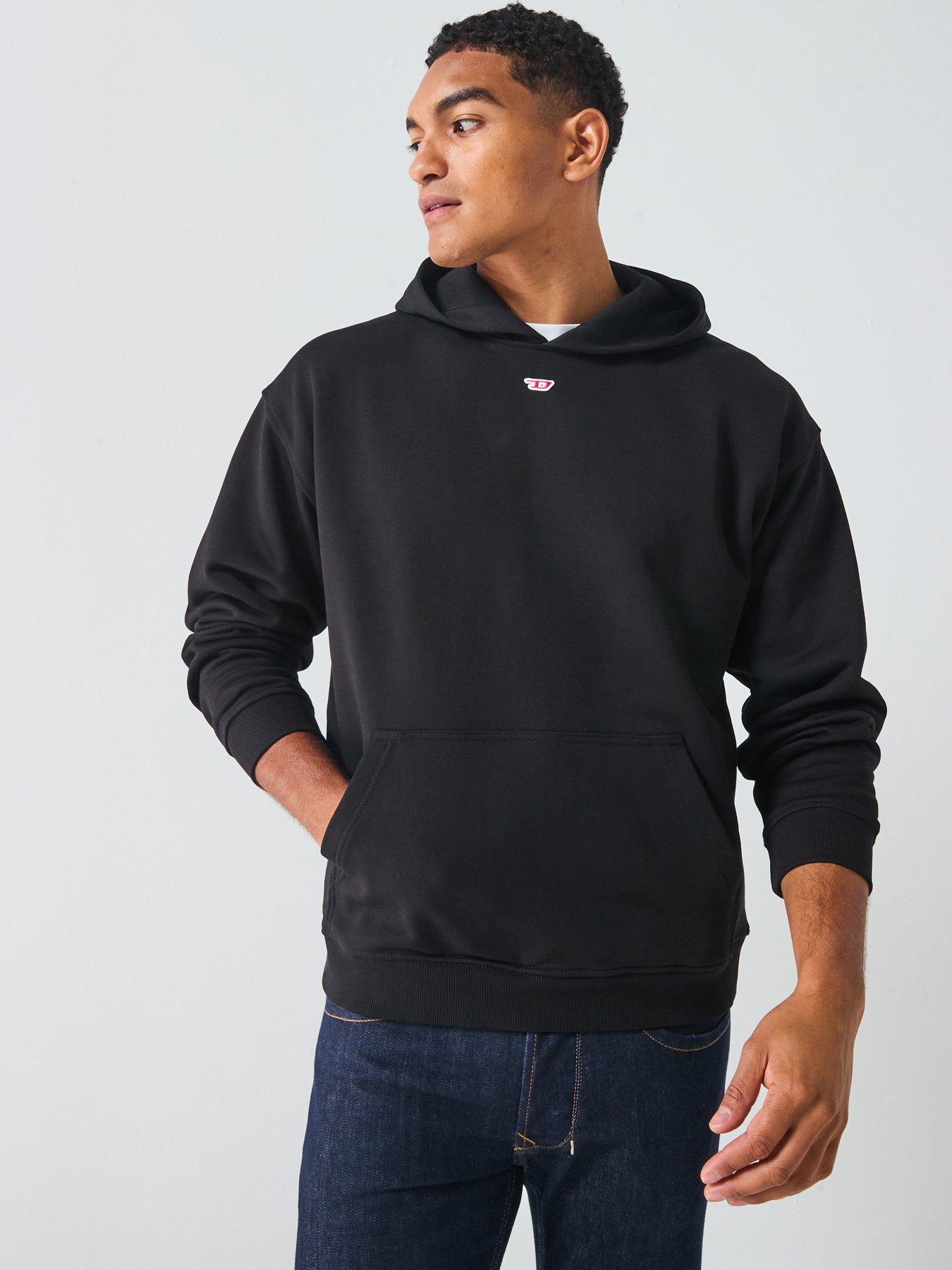 Diesel Red D Oval Pullover Hoodie- Black