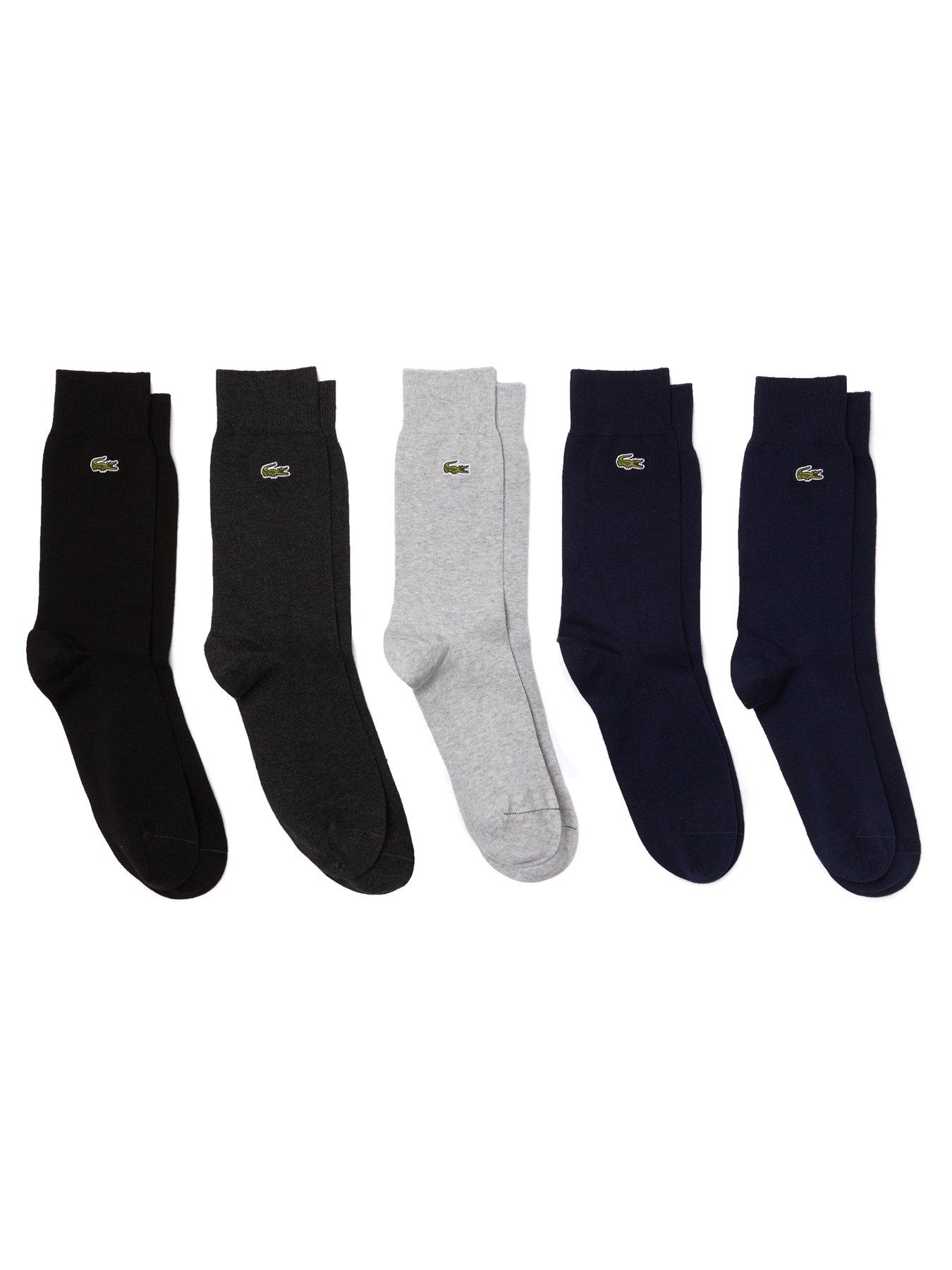 Image 1 of 2 of Lacoste 5 Pack Calf Socks- Black
