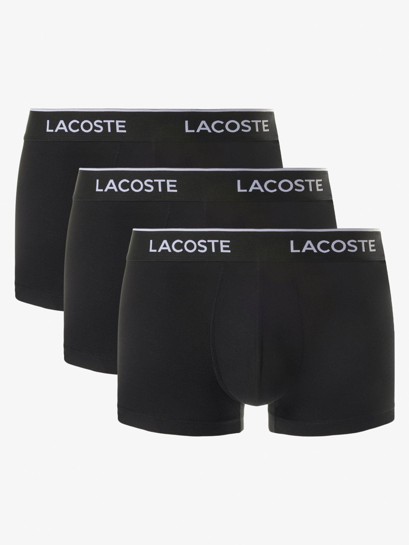 Lacoste 3 Pack Cotton Trunks- Black