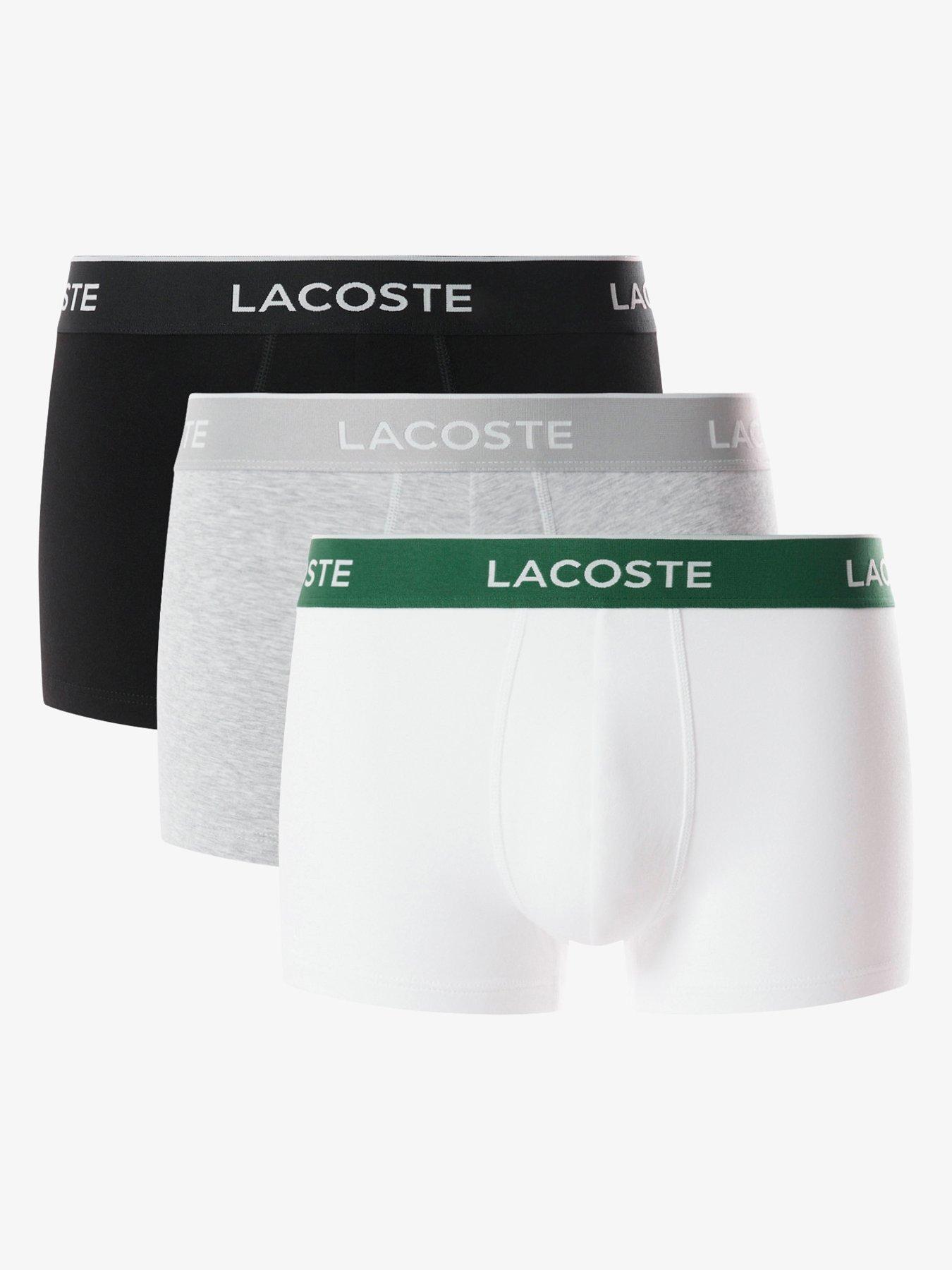 Image 1 of 4 of Lacoste Lacoste 3 Pack Cotton Trunks - White Multi