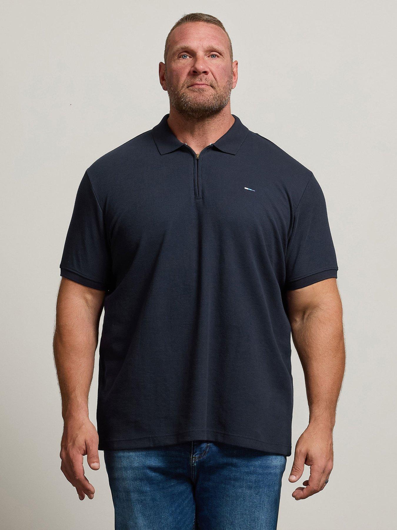 BadRhino Waffle Texture Zip Polo Shirt - Blue