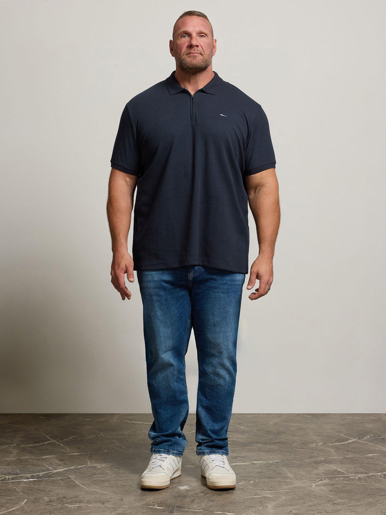 Image 3 of 4 of BadRhino Waffle Texture Zip Polo Shirt - Blue