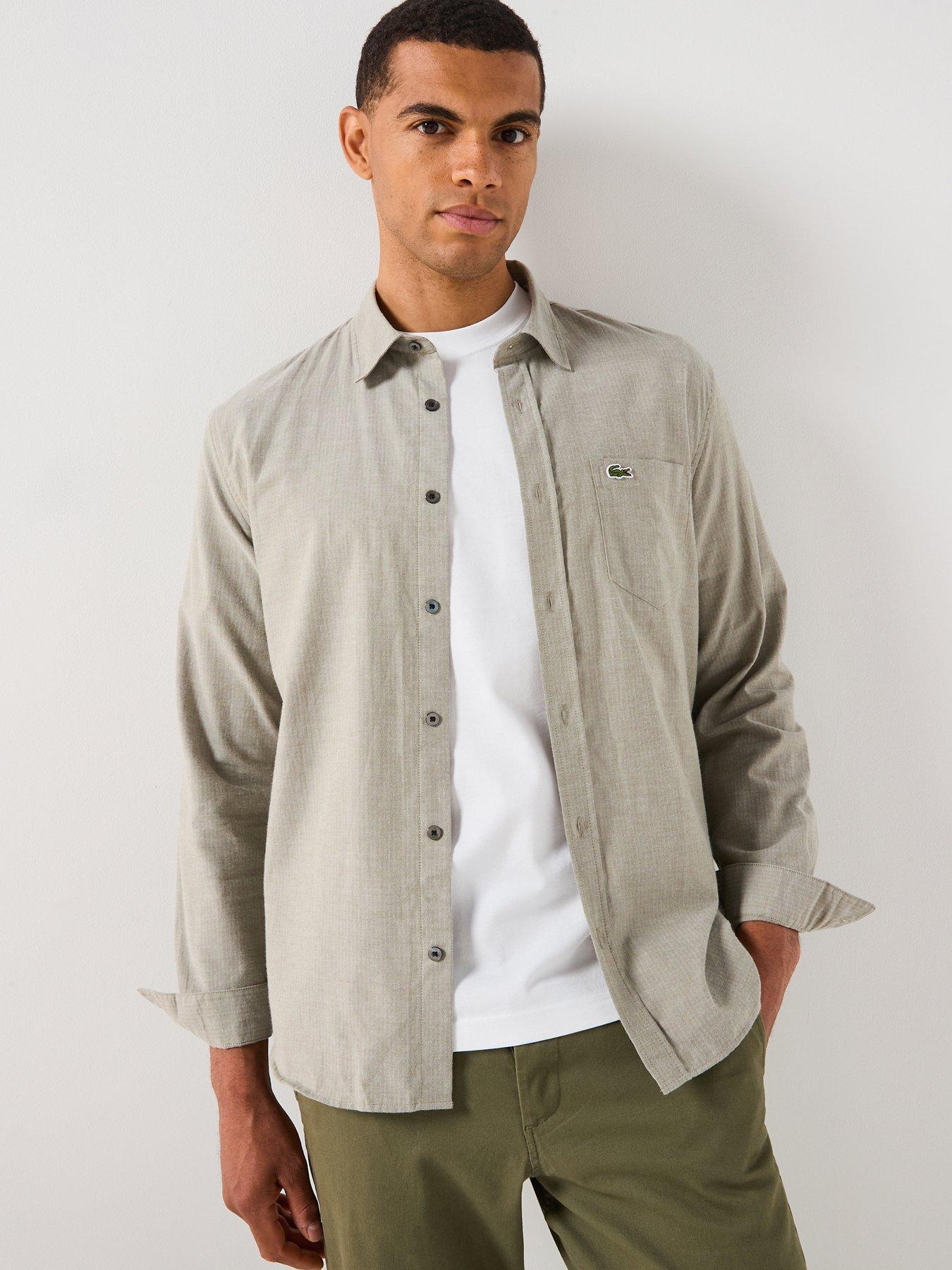 lacoste-fine-herringbone-check-shirt--greyfront