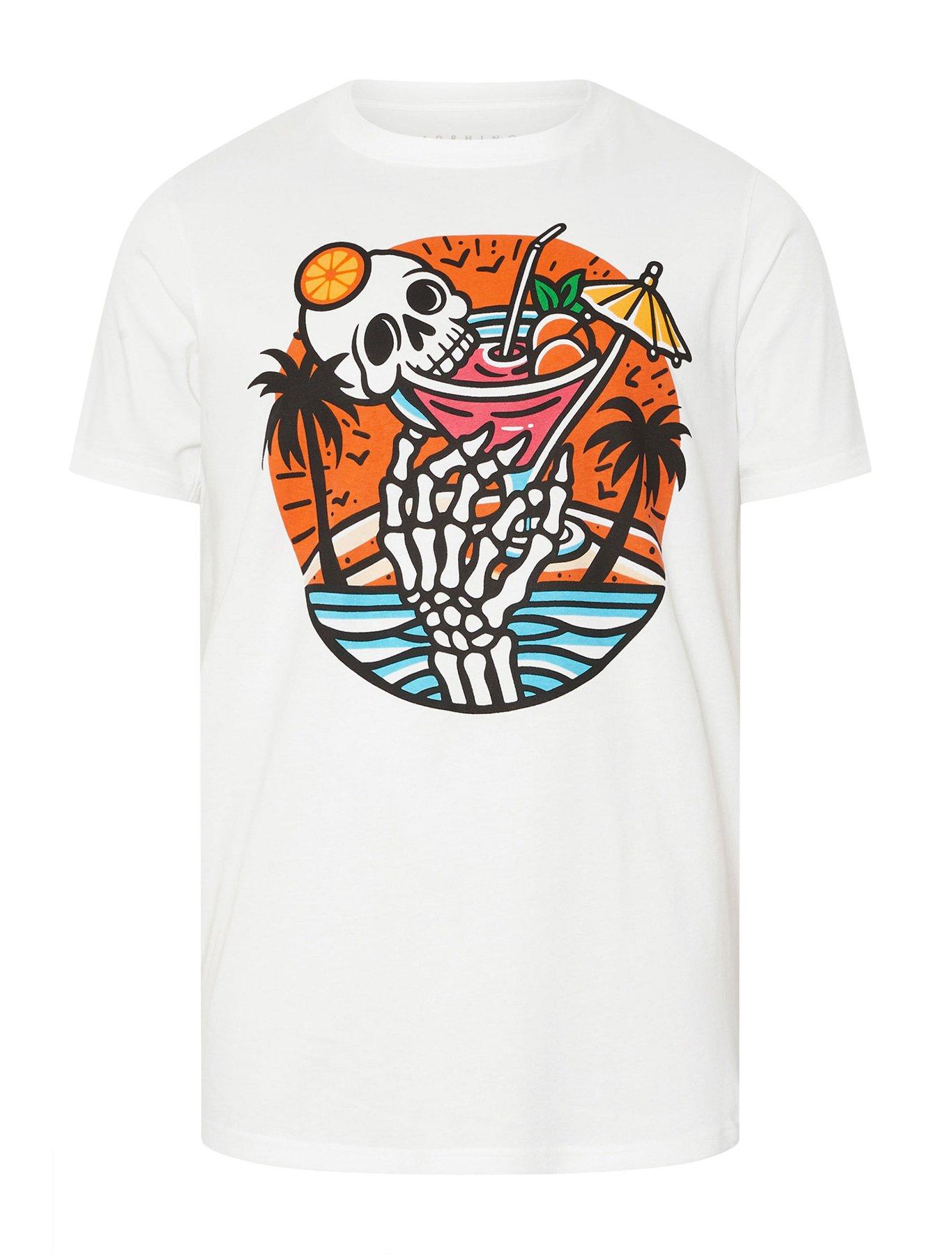 Image 5 of 6 of BadRhino Skull T-Shirt - White