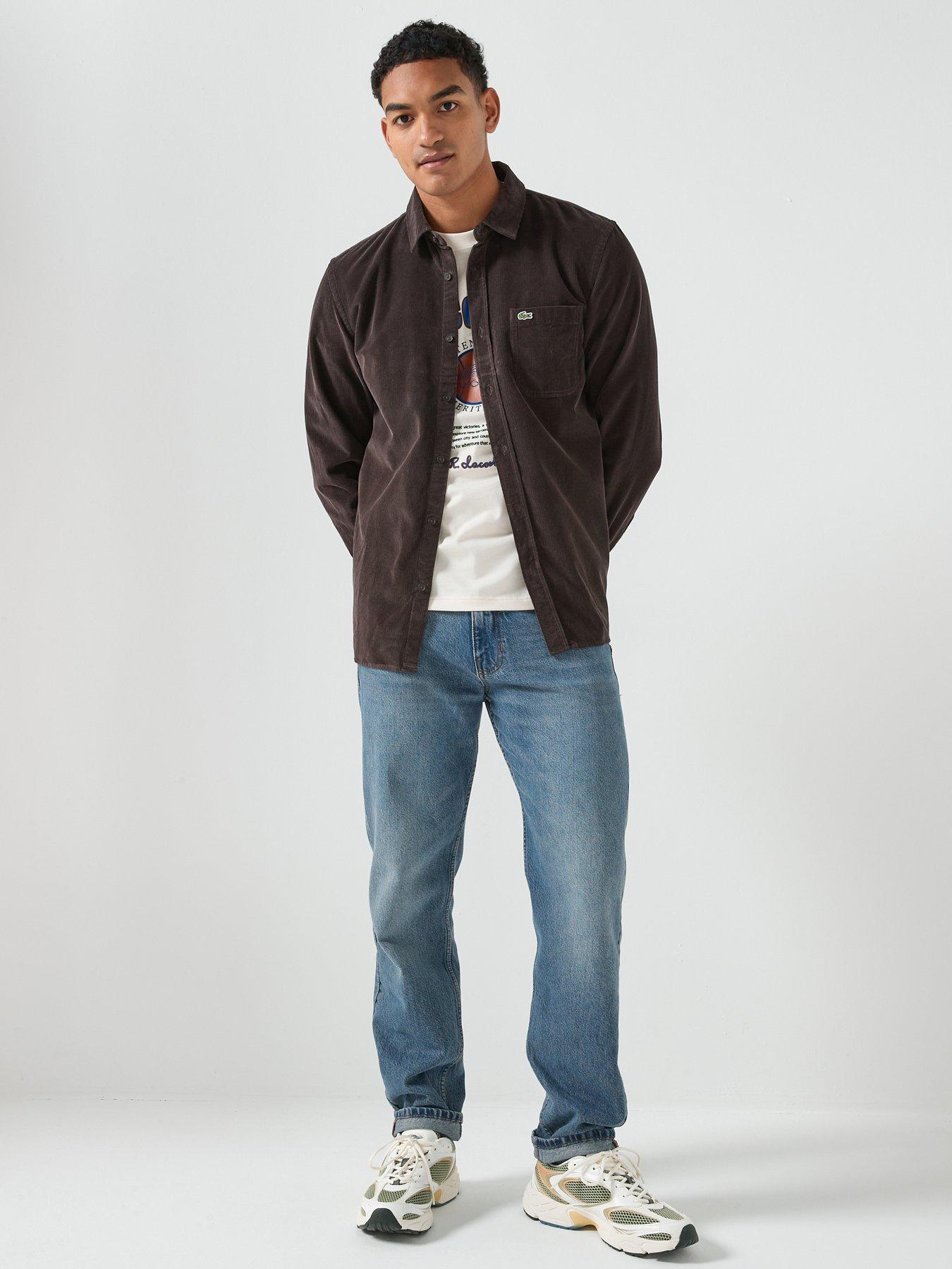 lacoste-lacoste-regular-fit-corduroy-shirt--brownback