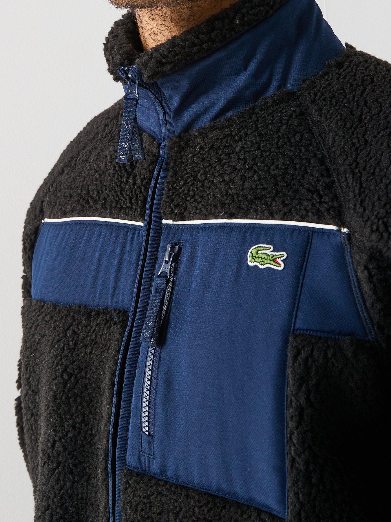 Image 4 of 5 of Lacoste Colourblock Fleece Zipped Jacket&nbsp;- Black