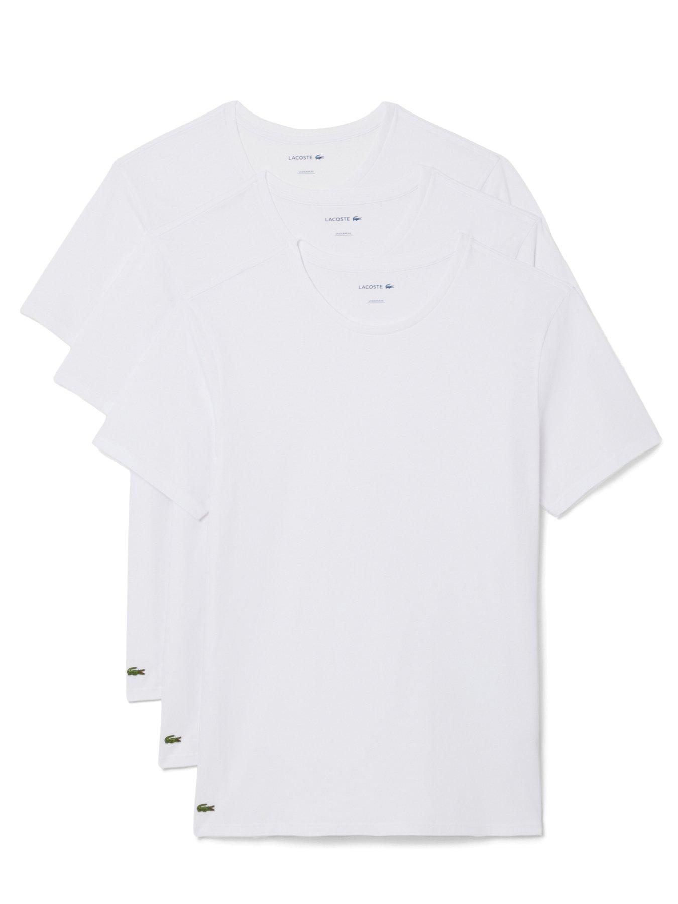Lacoste Standard Fit 3 Pack T-Shirts - White