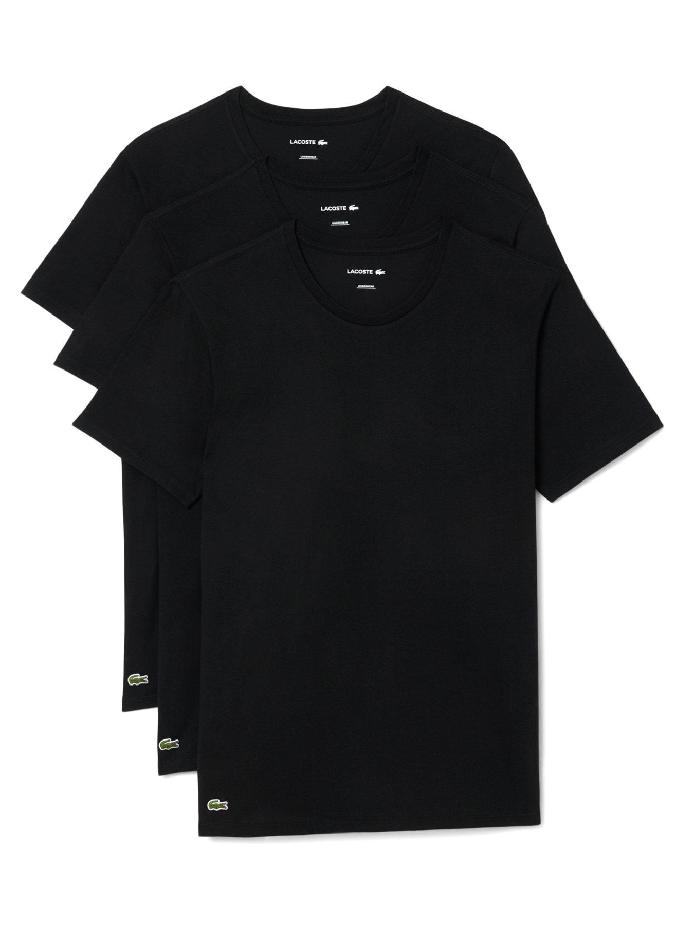 Image 1 of 6 of Lacoste Standard Fit 3 Pack T-Shirts - Black
