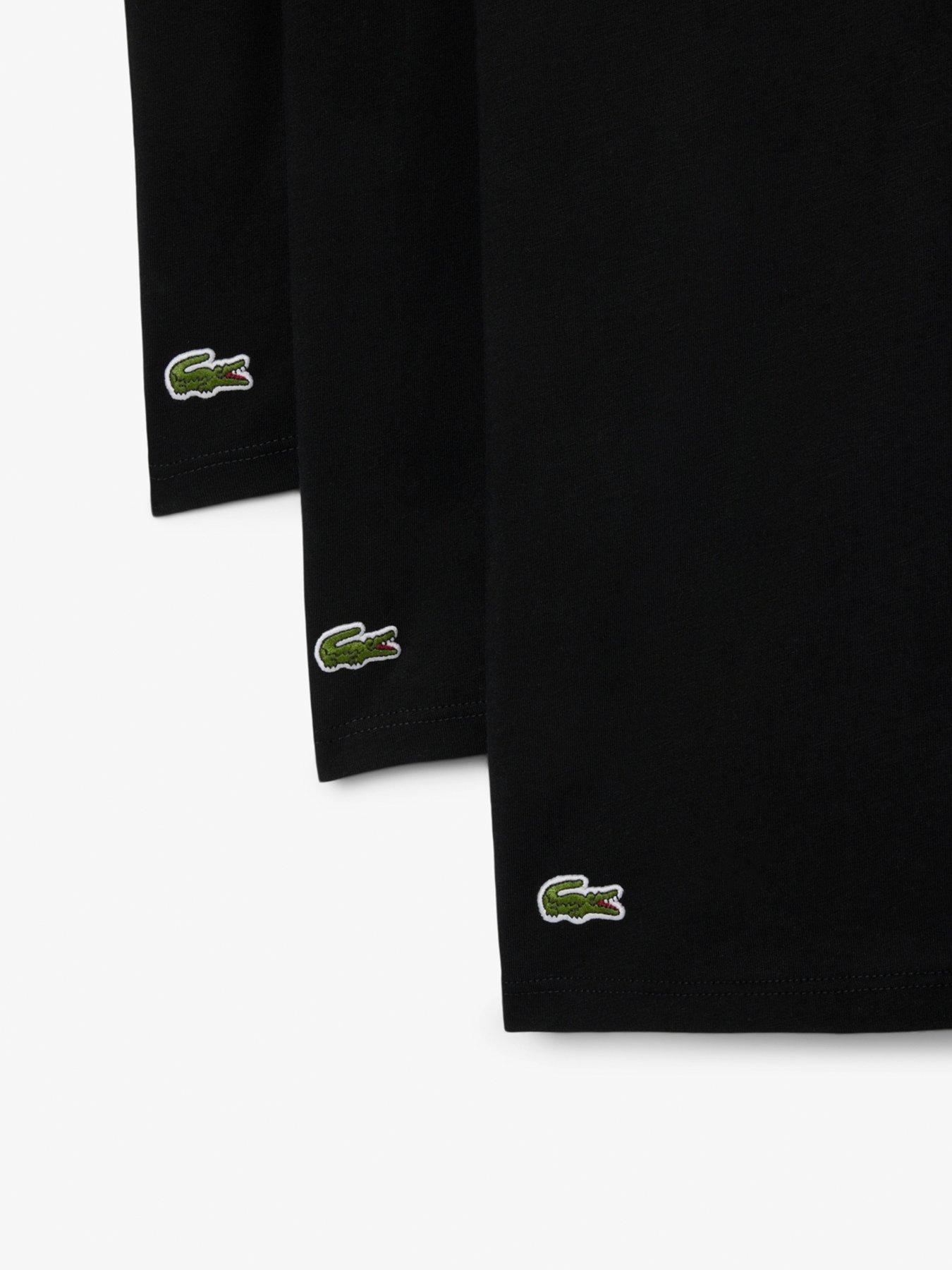 Image 6 of 6 of Lacoste Standard Fit 3 Pack T-Shirts - Black