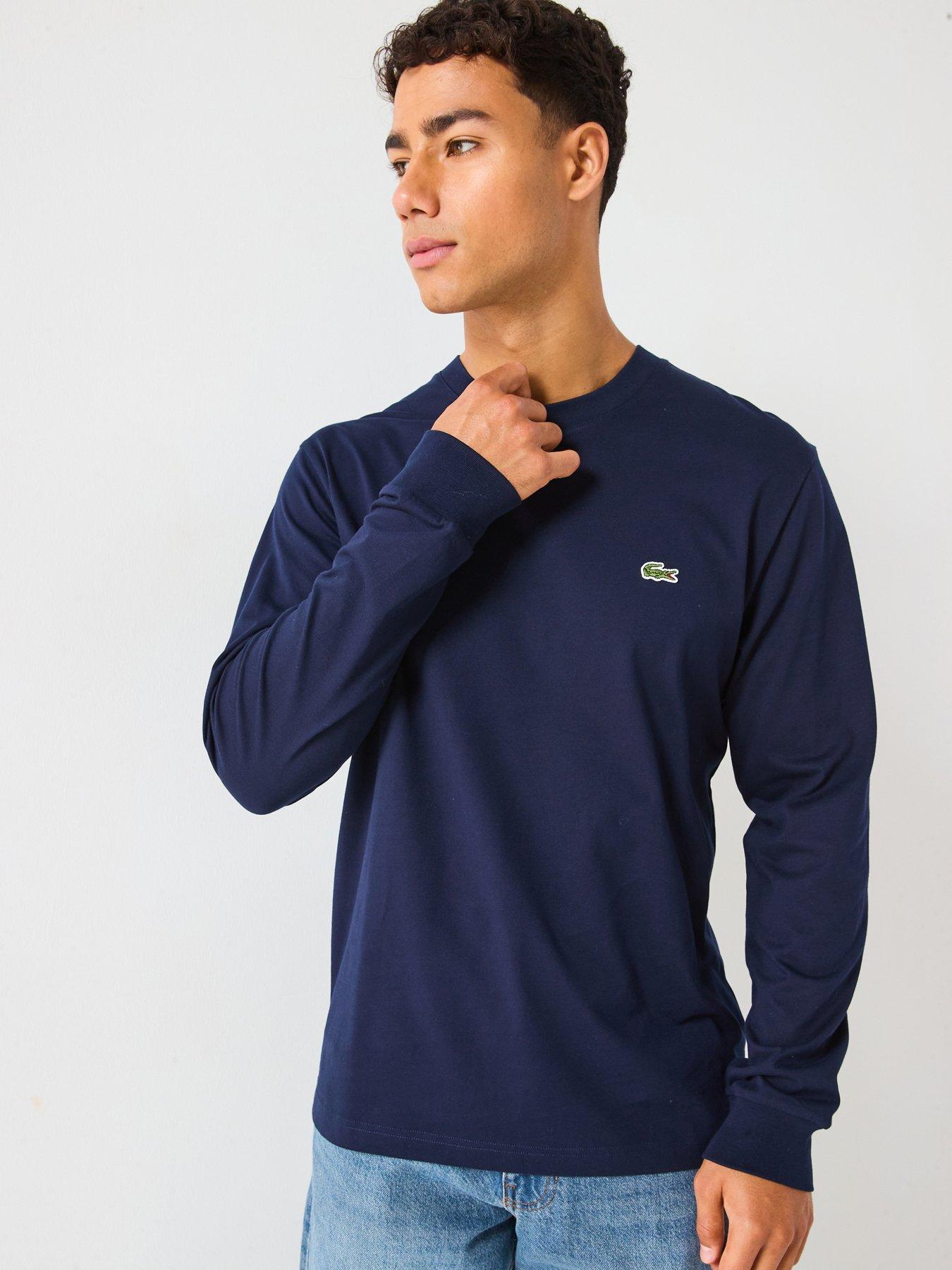 Lacoste Lacoste Long Sleeved Cotton T-shirt- Navy