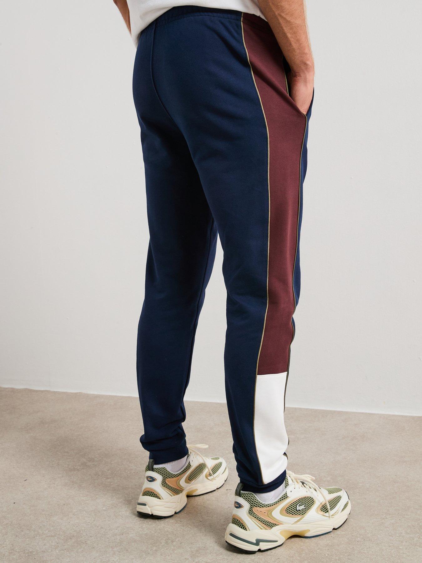 Image 2 of 6 of Lacoste Tapered Fit Colour Block Sweatpants - Navy