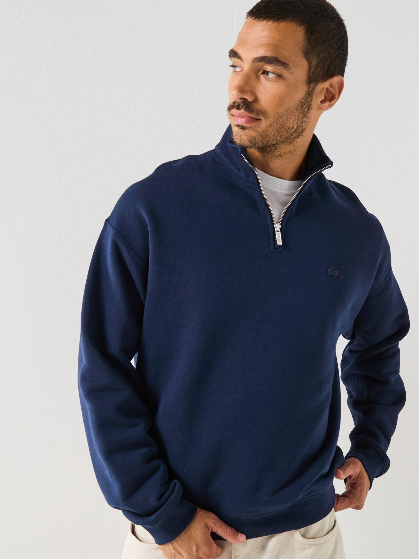 Lacoste Loose Fit Zip Neck Fleece Sweatshirt - Navy