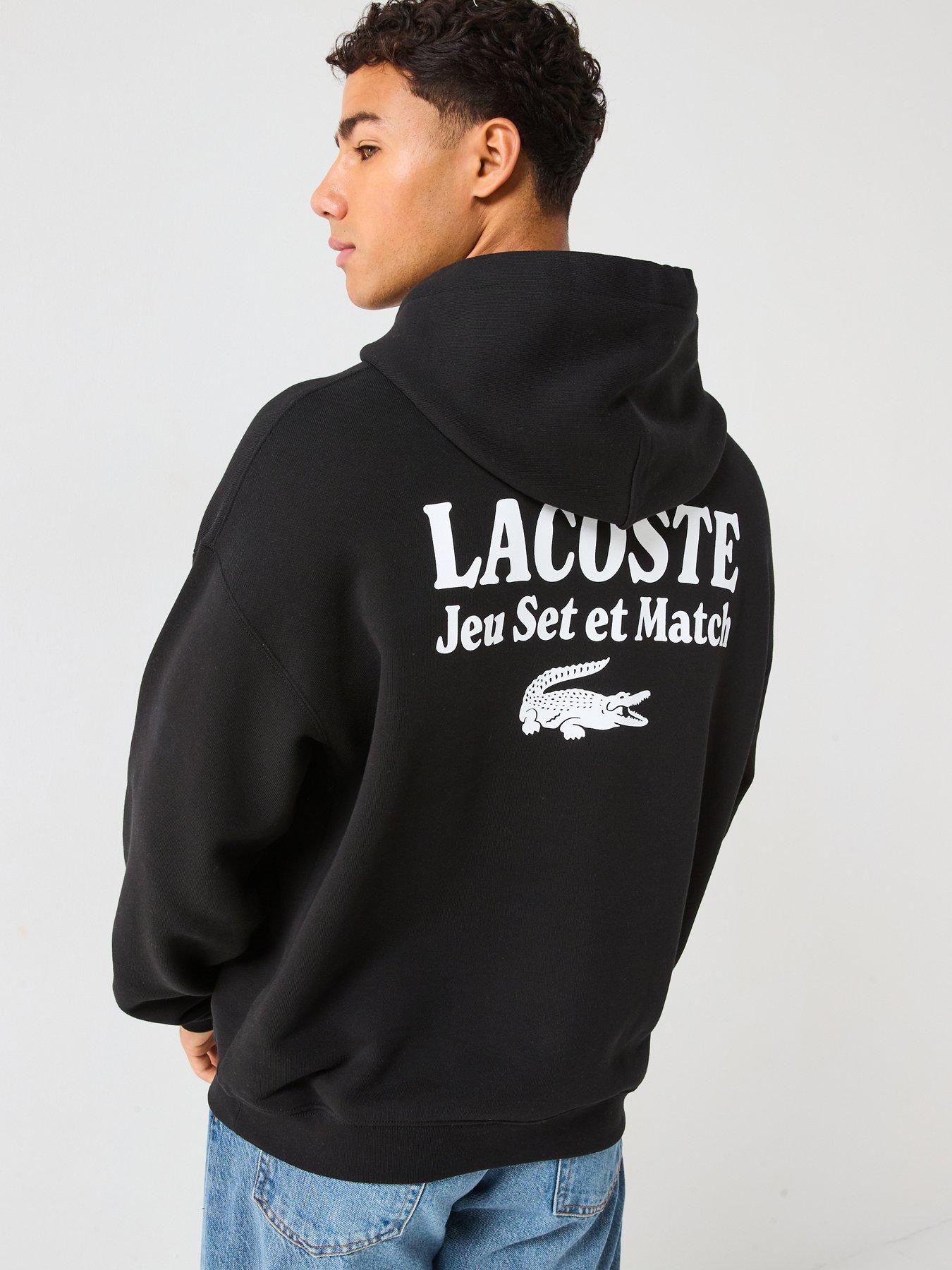 Lacoste Loose Fit Backprint Hoodie - Black